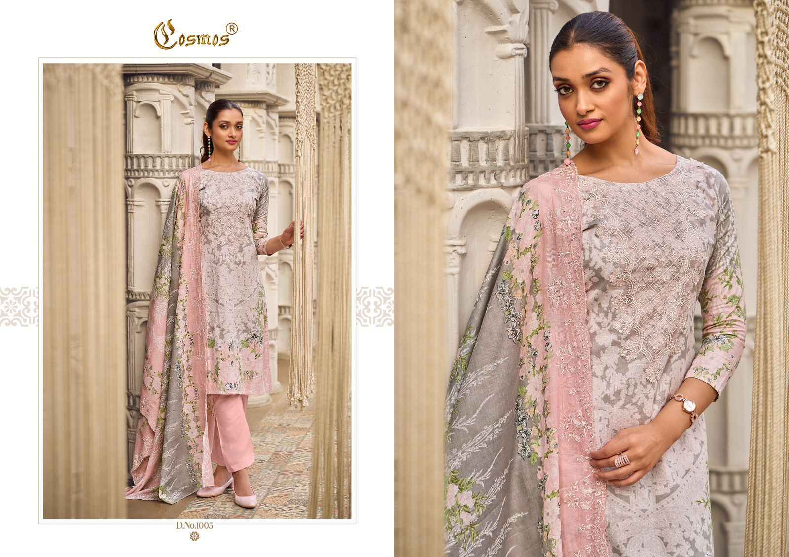 Cosmos Needle Wonder Vol 1 Lawn Cotton Dress Material 8 pcs Catalogue