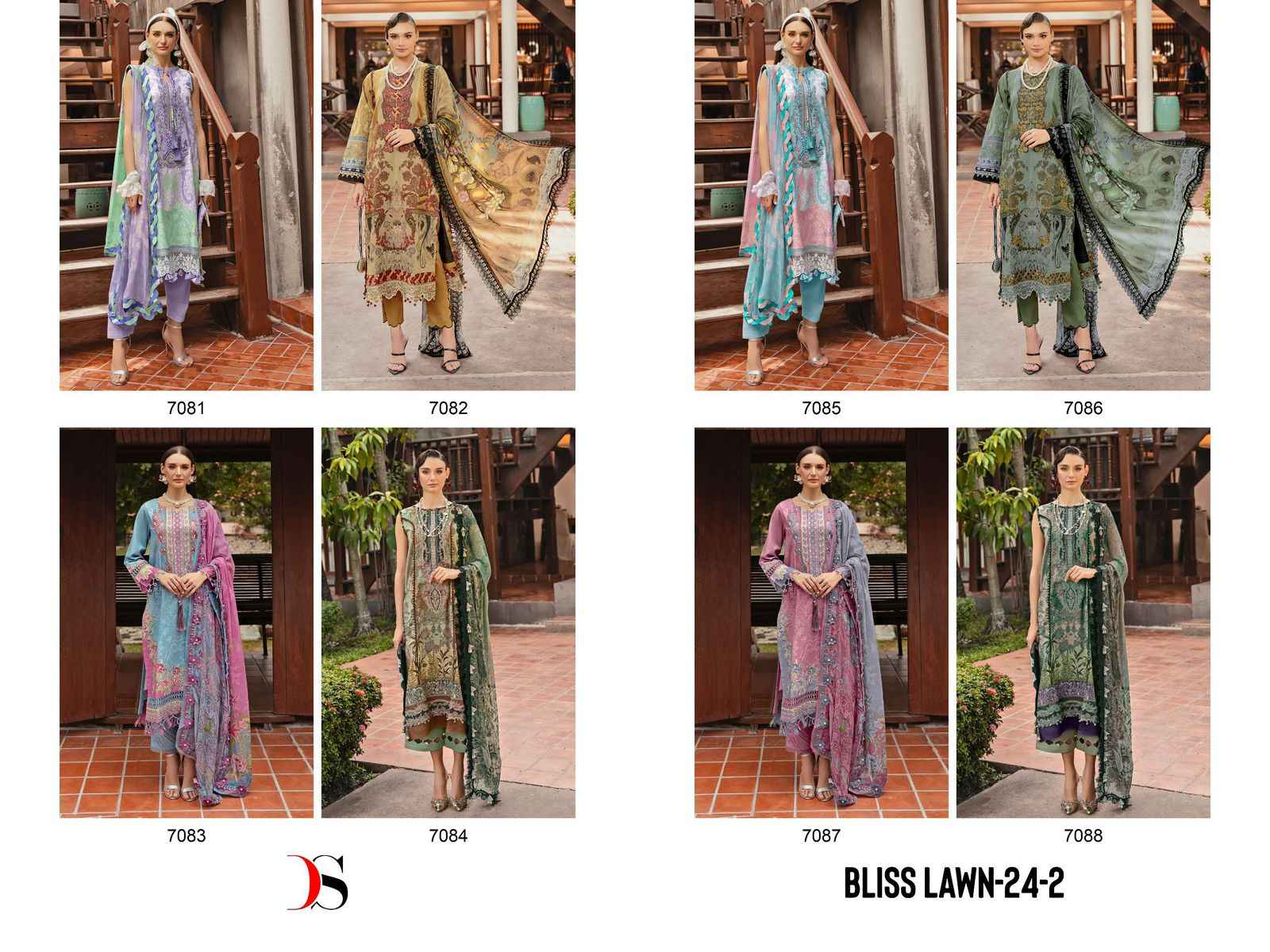 Deepsy Bliss Lawn Vol 24-2 Cotton Dress Material 8 Pc Catalog