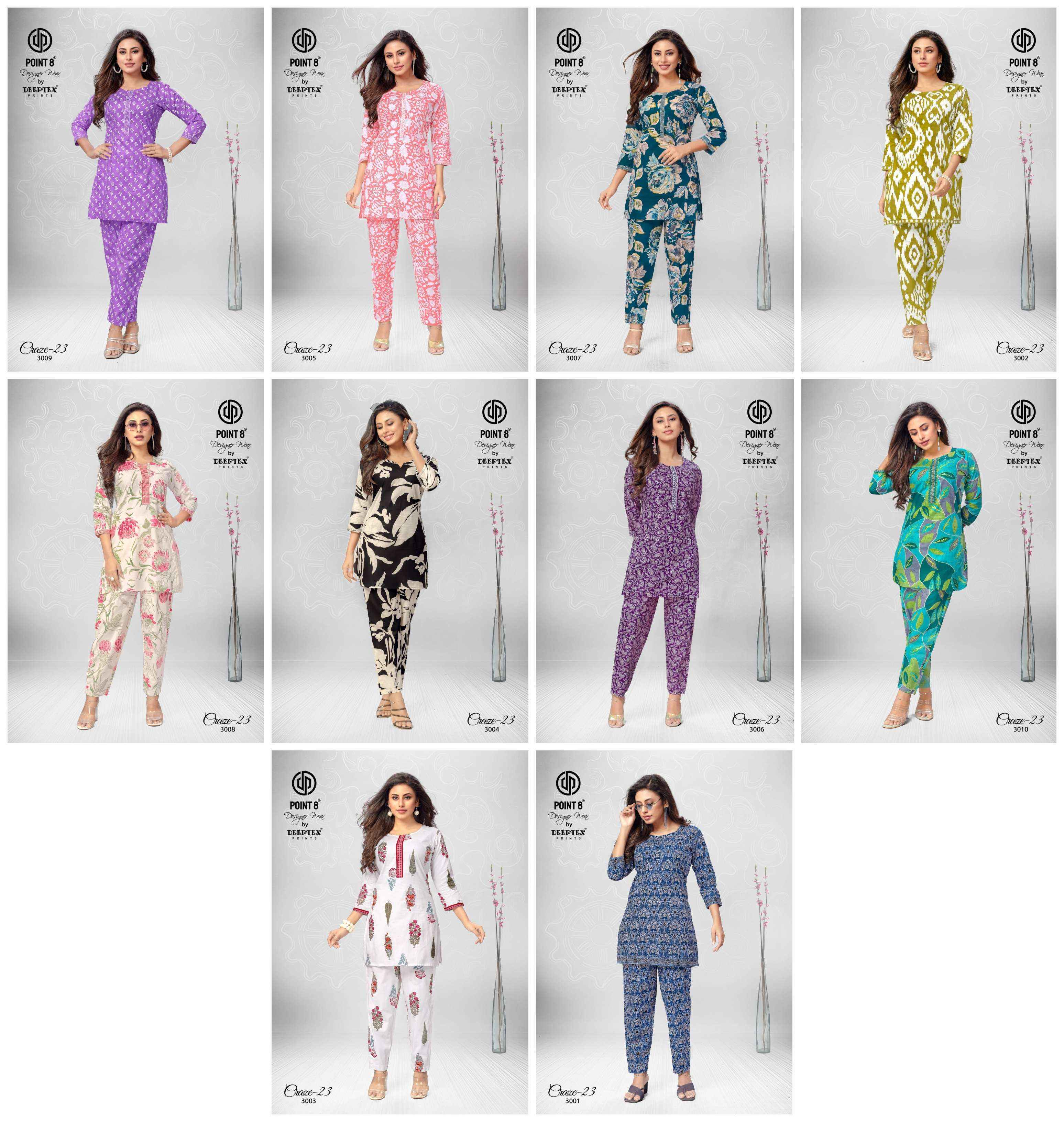 Deeptex Craze Vol 23 Vol 3 Cotton Co Ord Set 10 pcs Catalogue