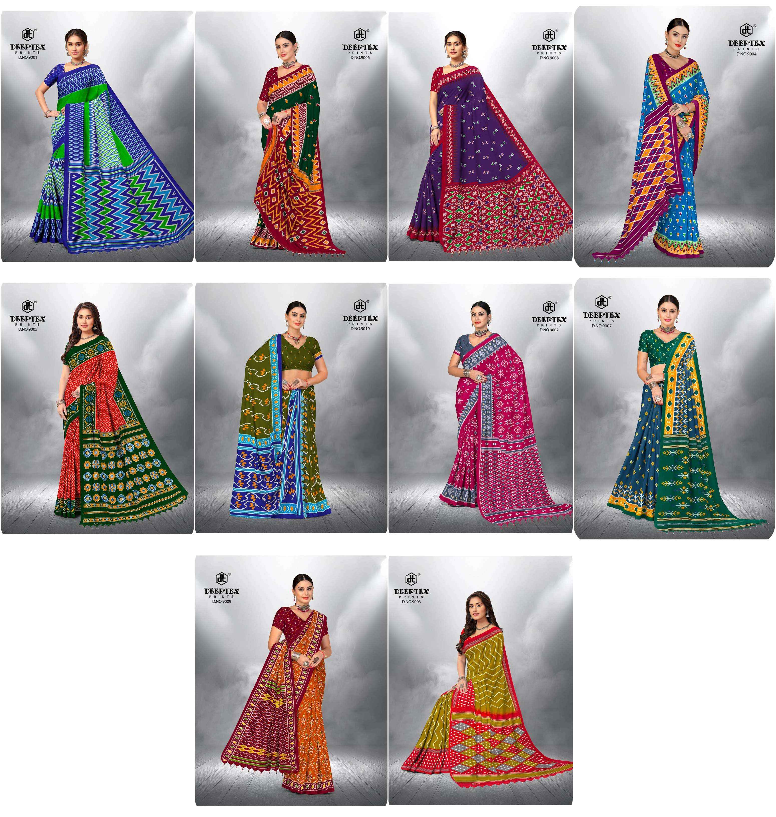 Deeptex Ikkat Special Vol 9 Cotton Saree 10 pcs Catalogue