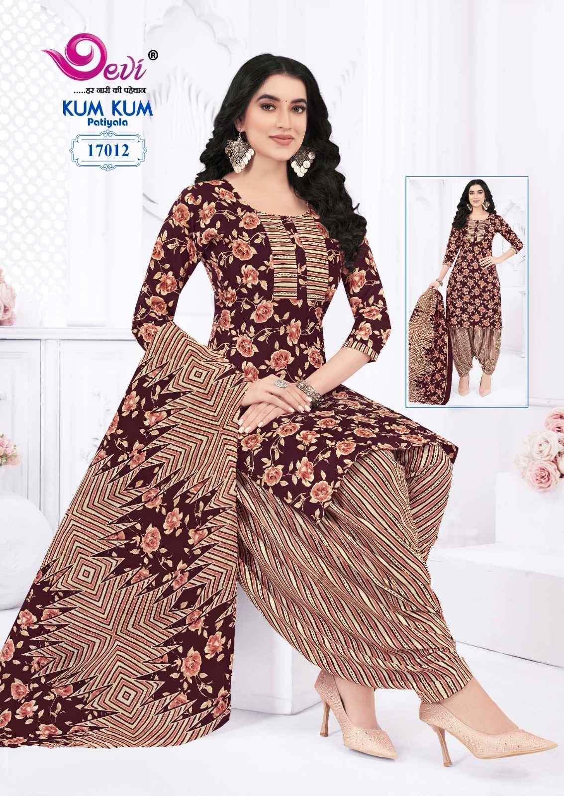 Devi Kum Kum Patiyala Vol 17 Readymade Indo Cotton Dress 12 pcs Catalogue
