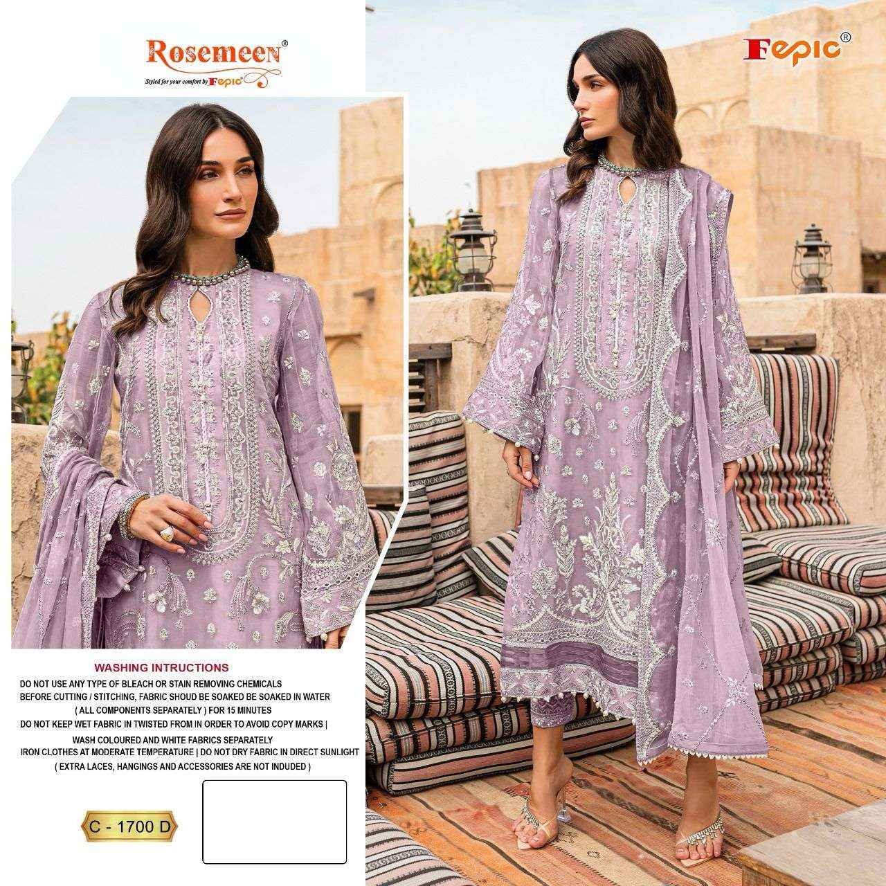 Fepic Rosemeen C 1700 Georgette Dress Material 4 pcs Catalogue