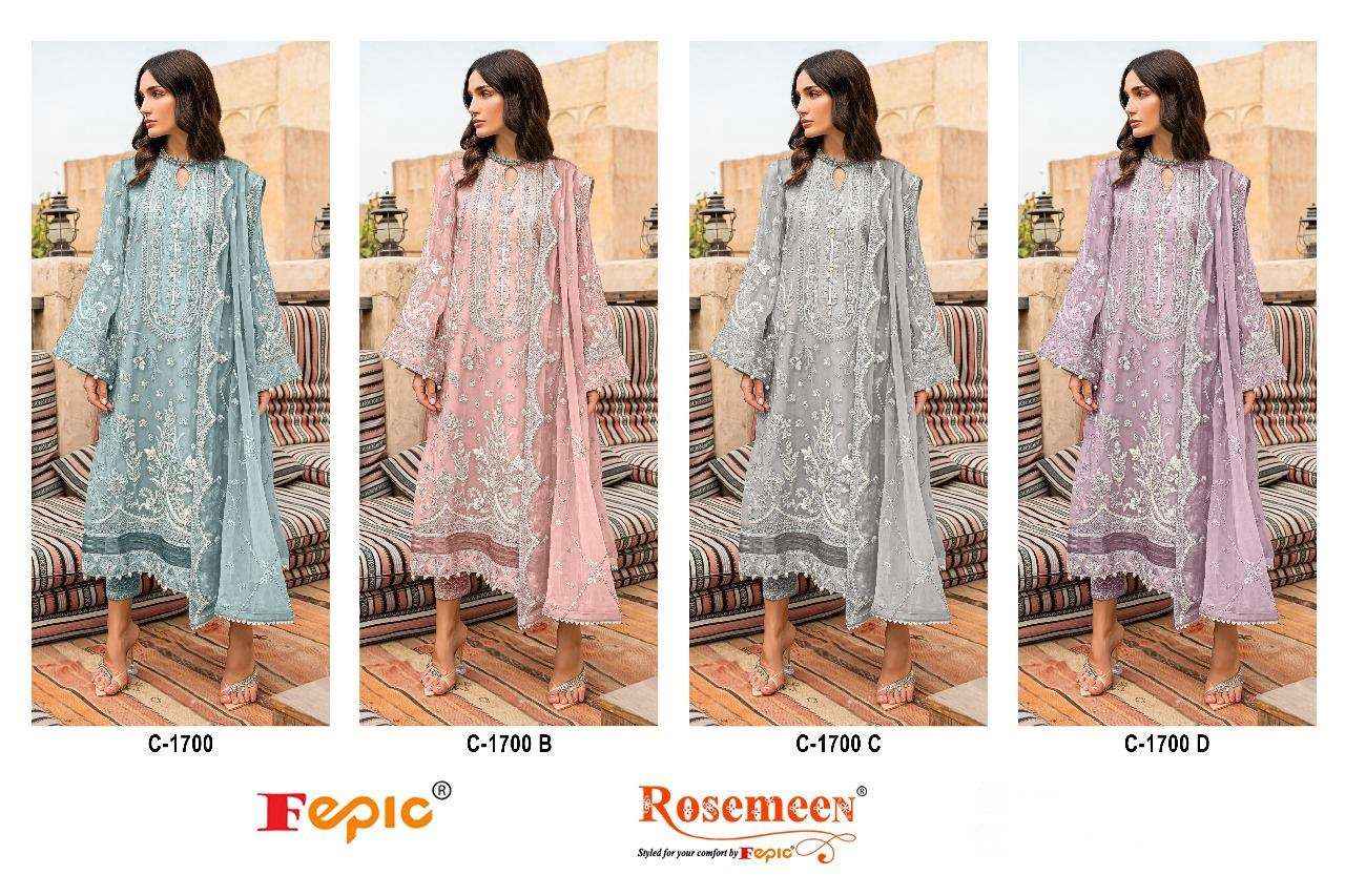 Fepic Rosemeen C 1700 Georgette Dress Material 4 pcs Catalogue