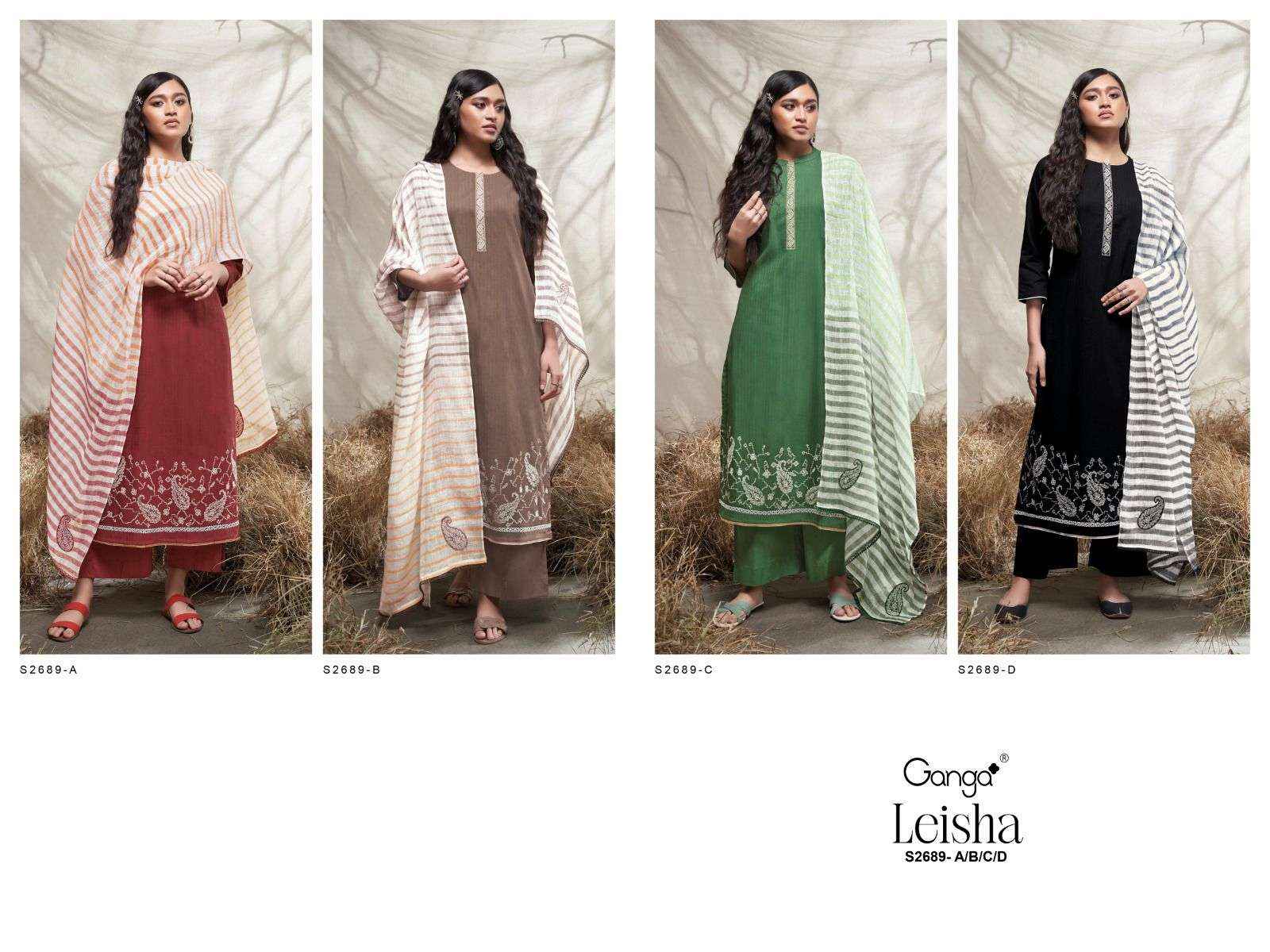 Ganga Leisha 2689 Cotton Dress Material 4 pcs Catalogue