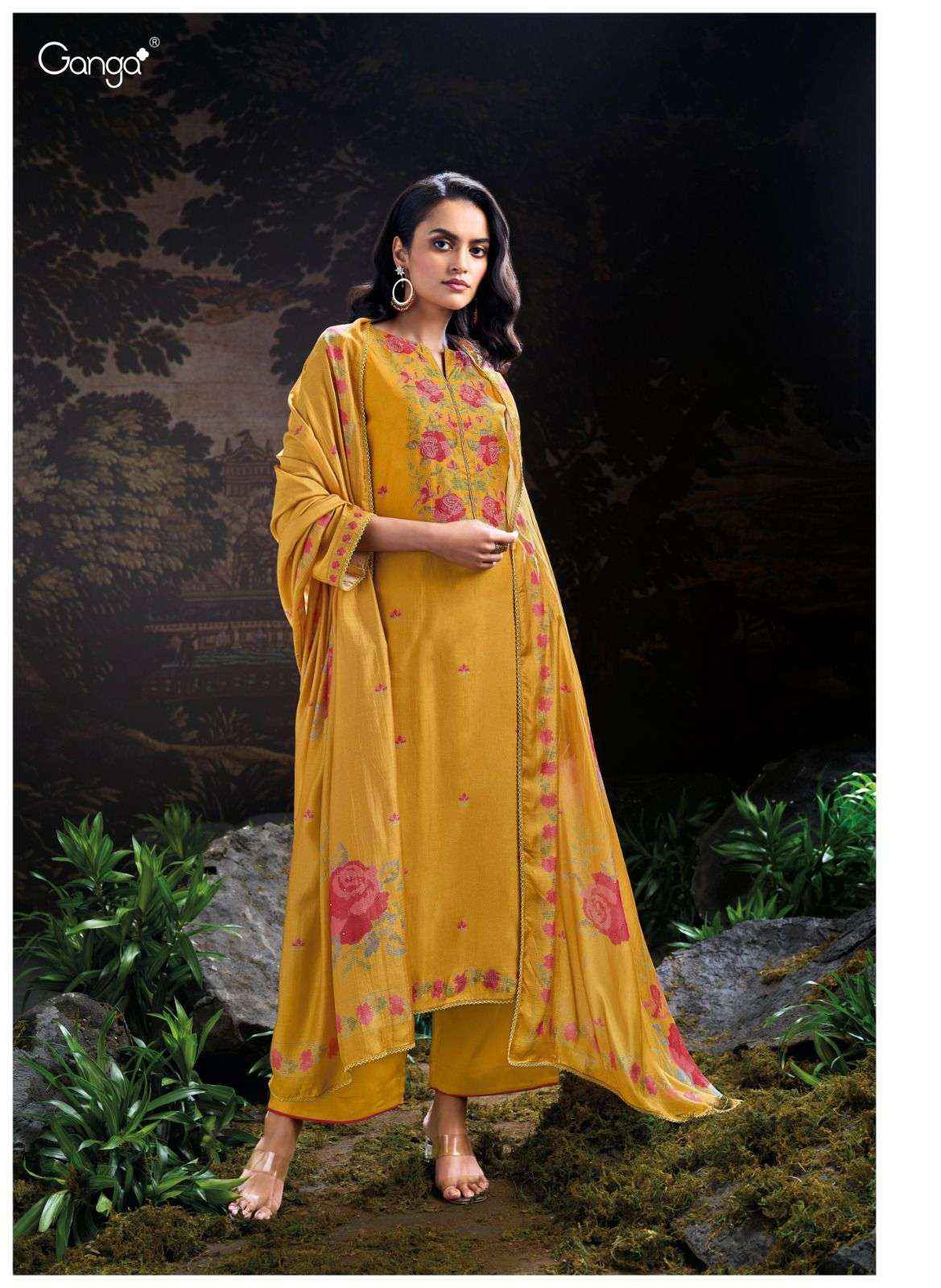 Ganga Onora Silk Dress Material 6 pcs Catalogue