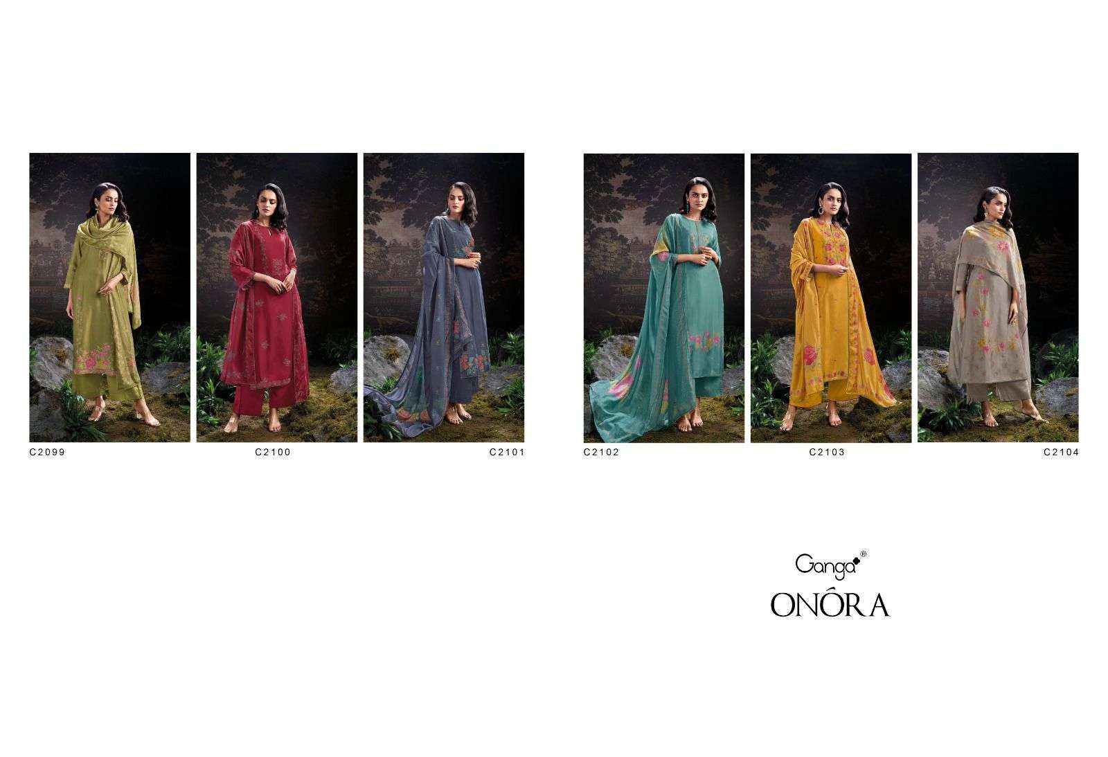 Ganga Onora Silk Dress Material 6 pcs Catalogue