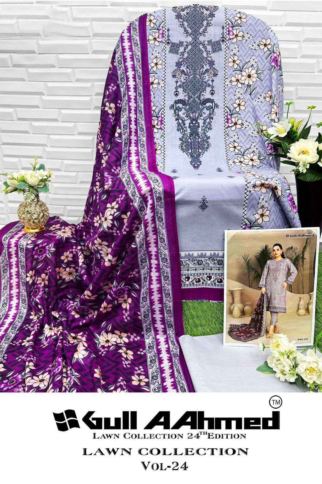 Gull Aahmed Lawn Collection Vol 24 Lawn Cotton Dress Material 6 pcs Catalogue
