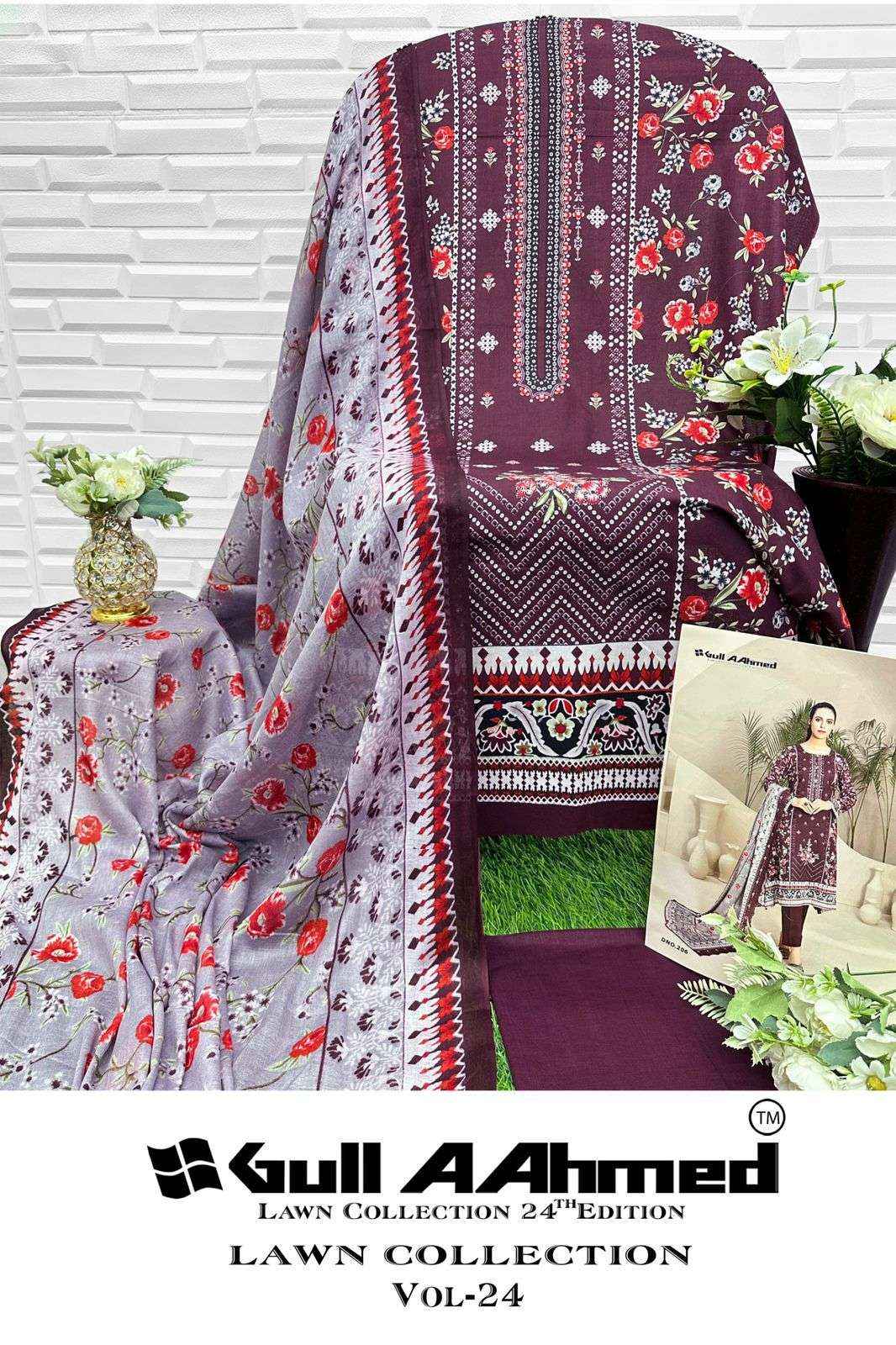 Gull Aahmed Lawn Collection Vol 24 Lawn Cotton Dress Material 6 pcs Catalogue