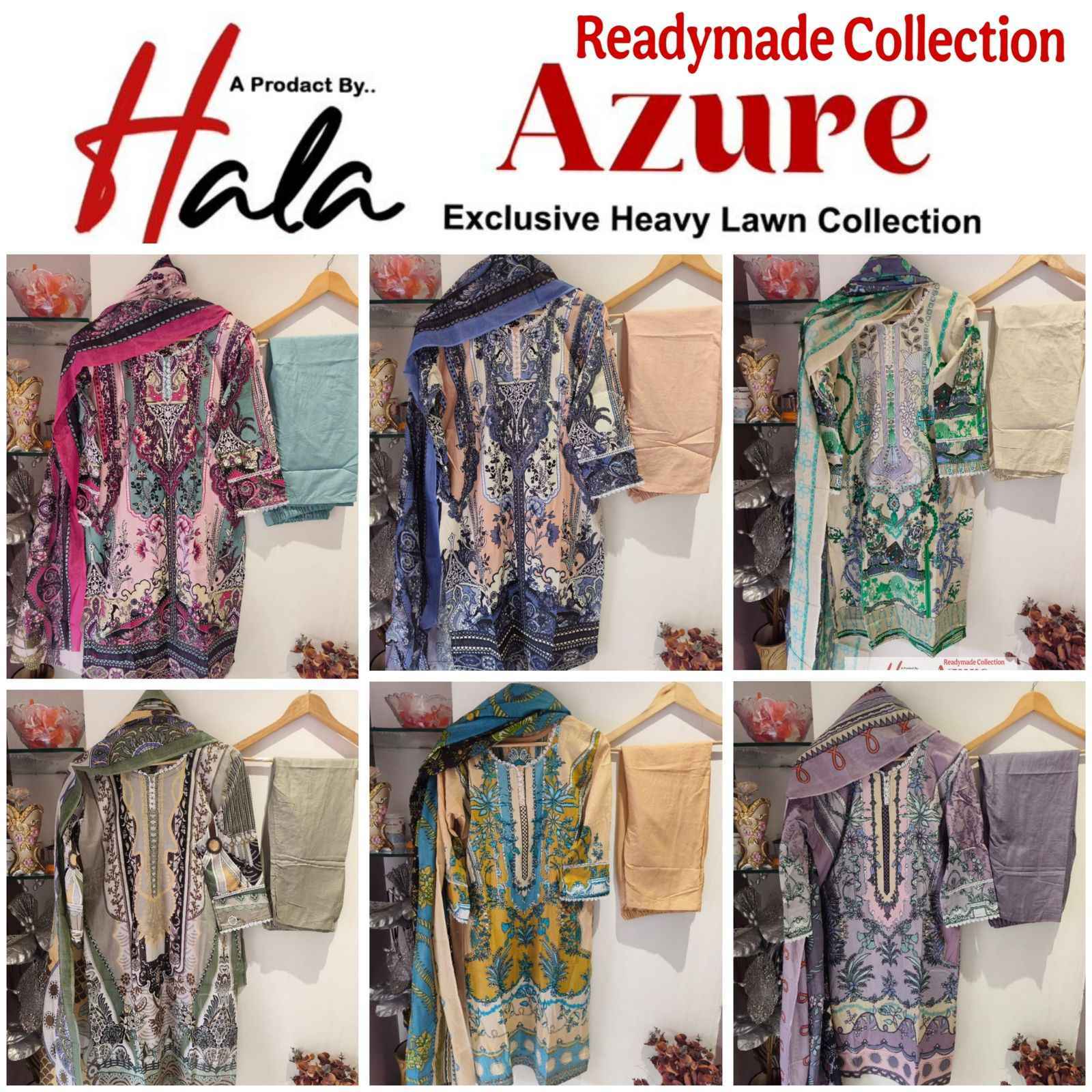 Hala Azure Vol 1 Readymade Lawn Cotton Dress 6 pcs Catalogue