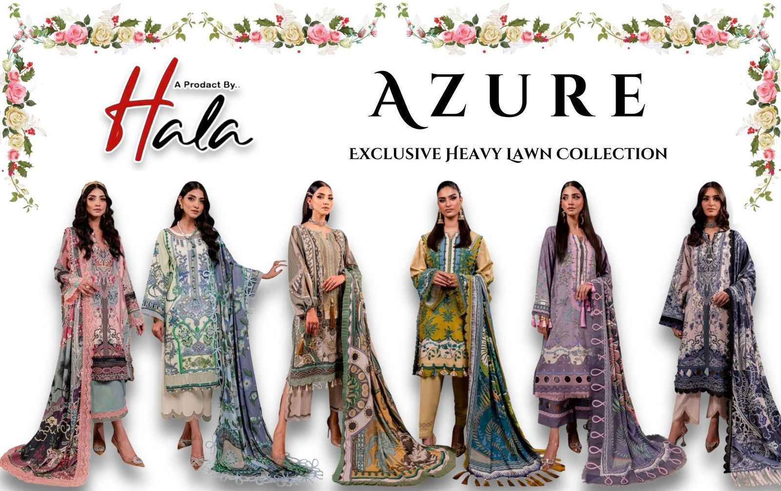 Hala Azure Vol 1 Readymade Lawn Cotton Dress 6 pcs Catalogue