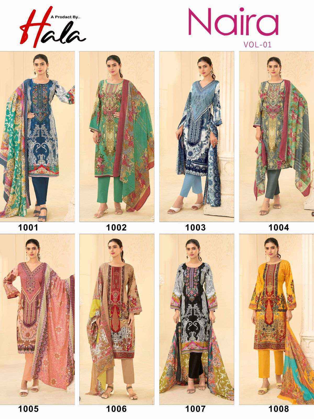 Hala Naira Vol 1 Cotton Dress Material 8 pcs Catalogue