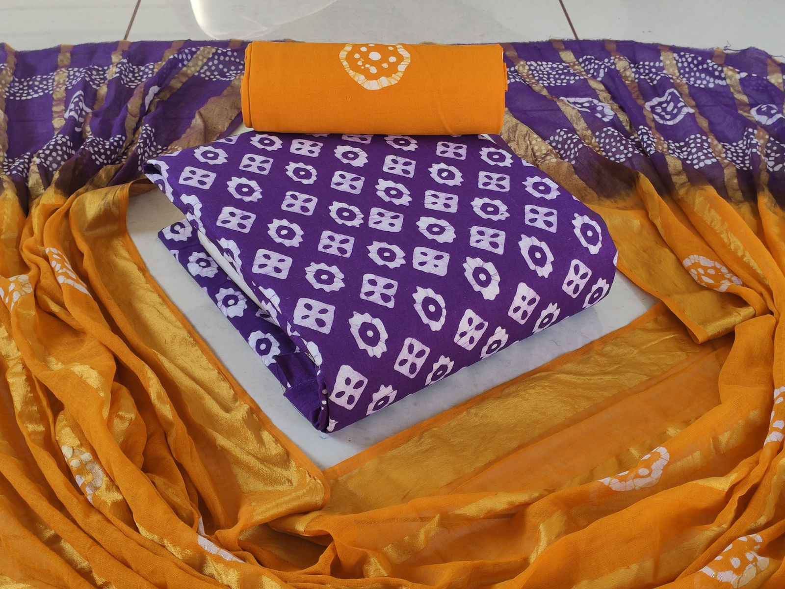 Hand Blok Wax Batik Cotton Non Catalog Dress Material 10 pcs Catalogue