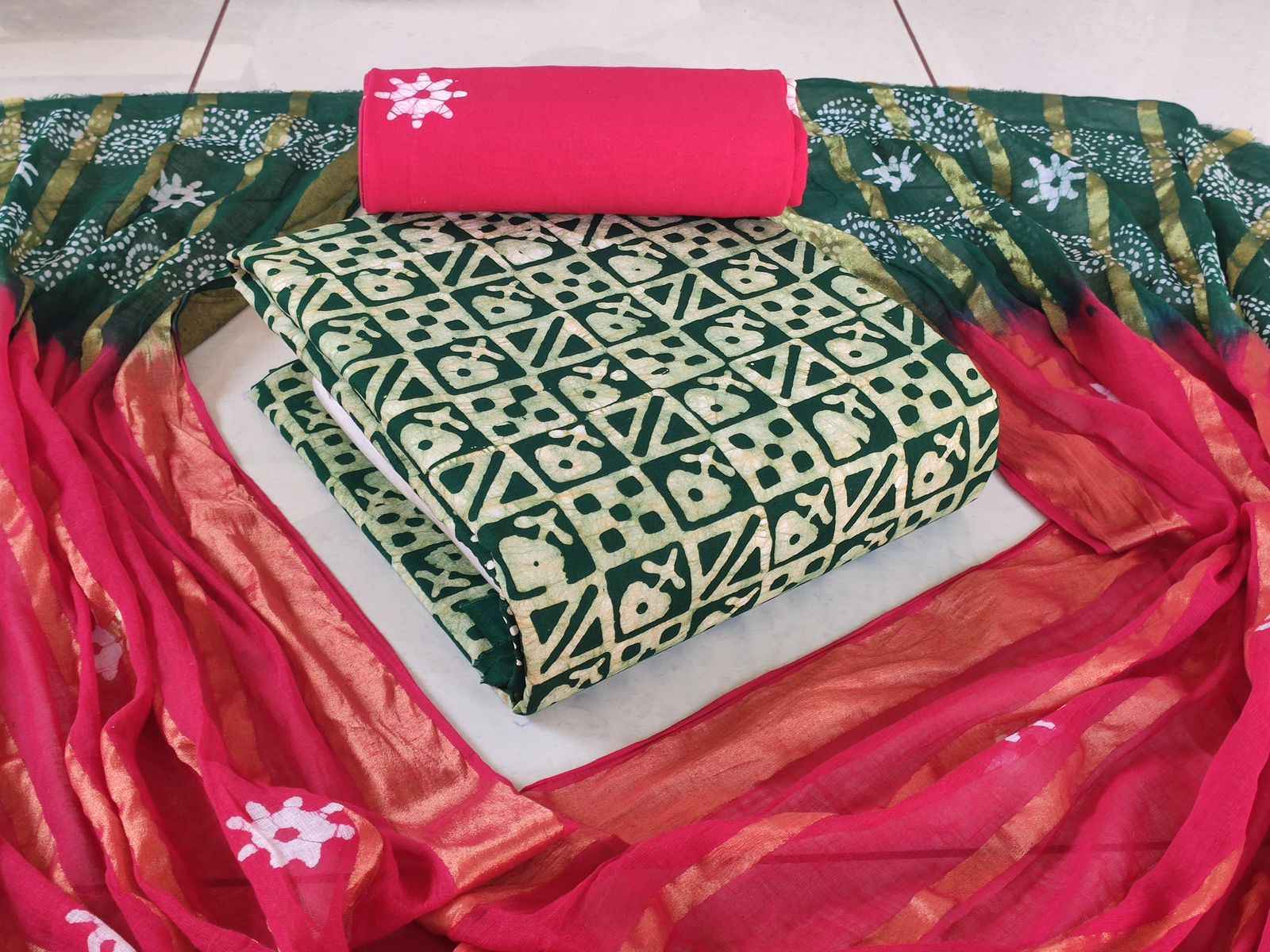 Hand Blok Wax Batik Cotton Non Catalog Dress Material 10 pcs Catalogue