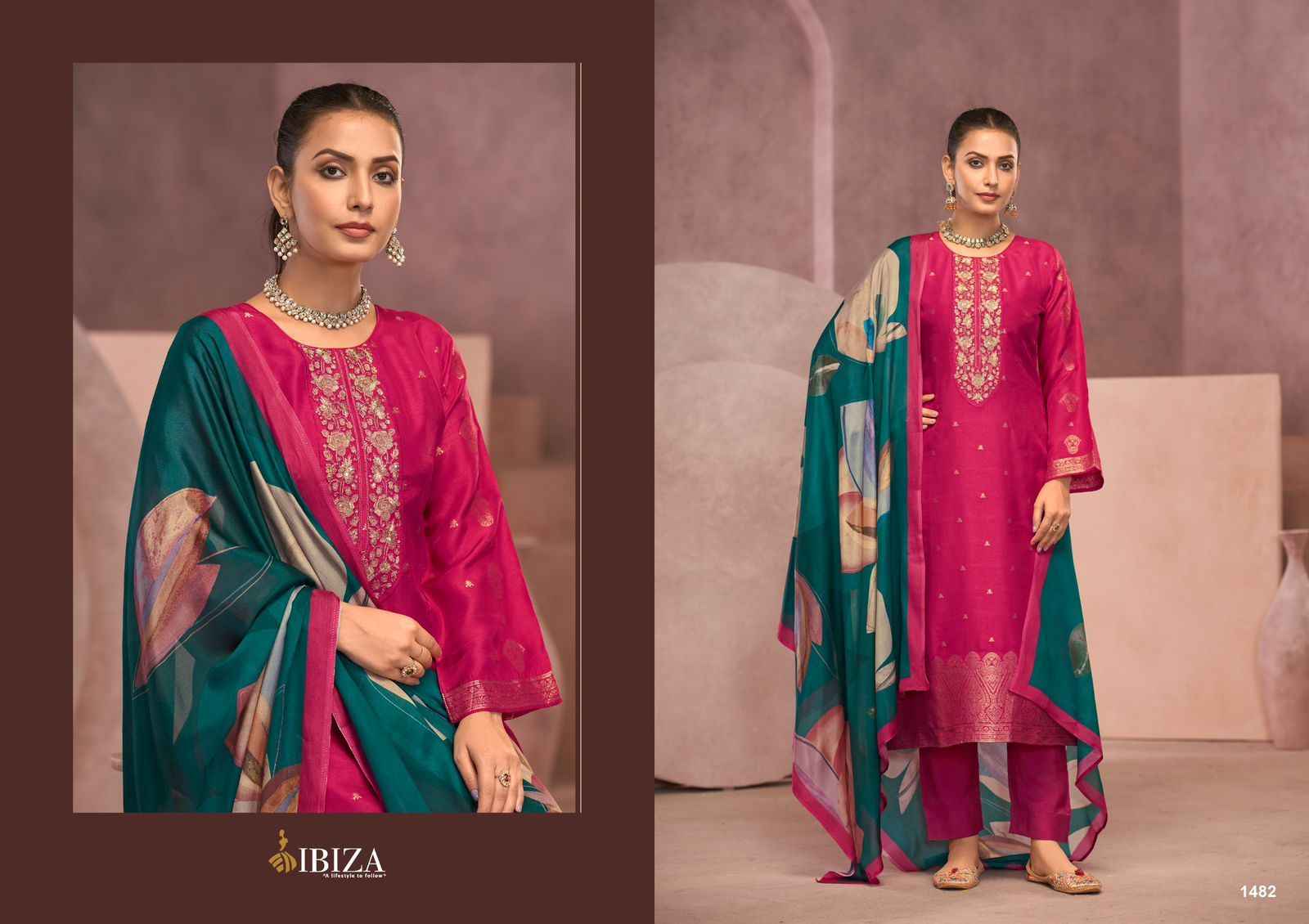 Ibiza Grache Silk Dress Material 4 pcs Catalogue