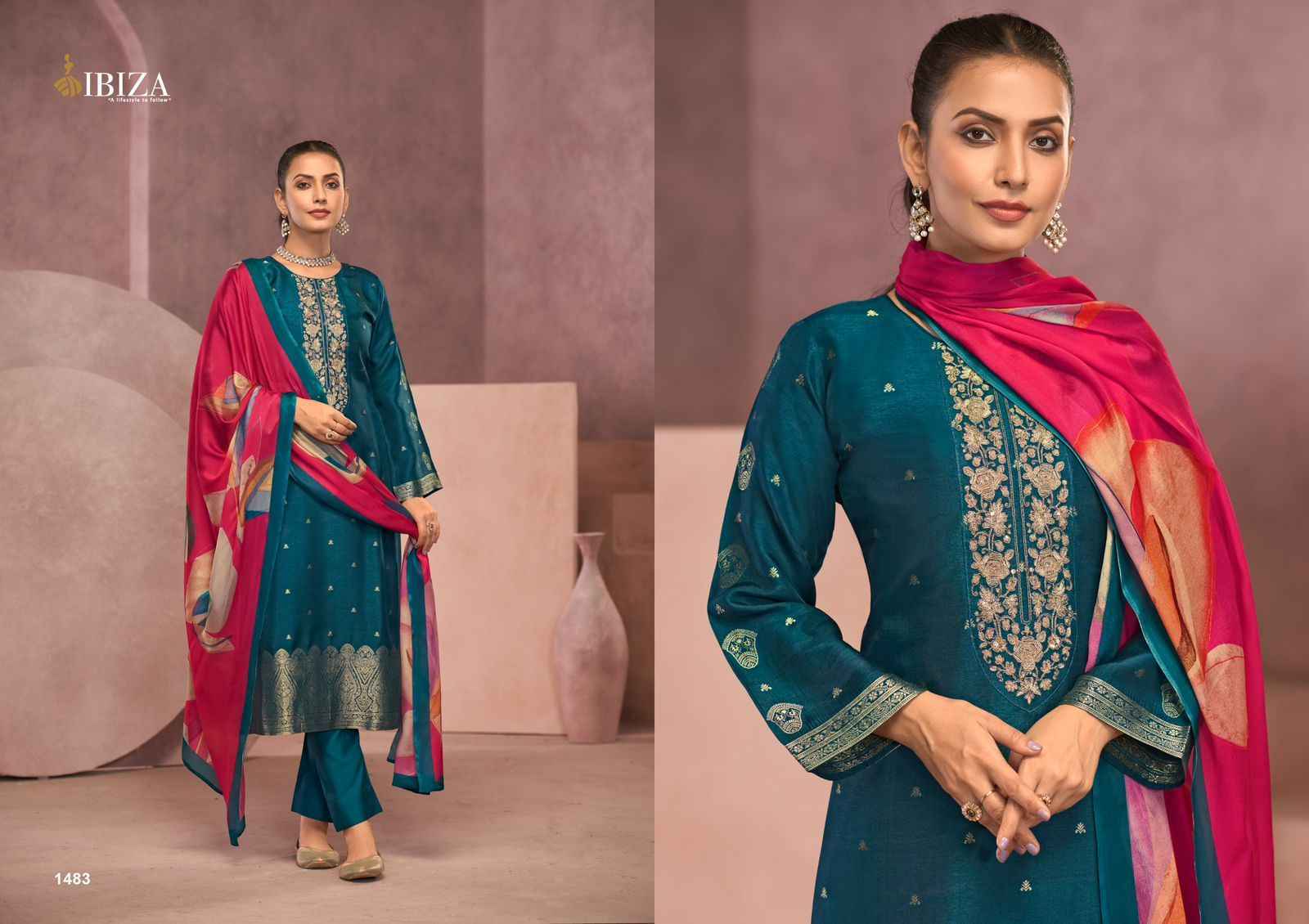 Ibiza Grache Silk Dress Material 4 pcs Catalogue