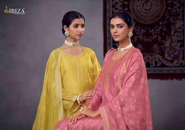 Ibiza Kalika Silk Jacquard Dress Material 4 pcs Catalogue