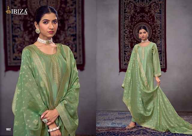 Ibiza Kalika Silk Jacquard Dress Material 4 pcs Catalogue