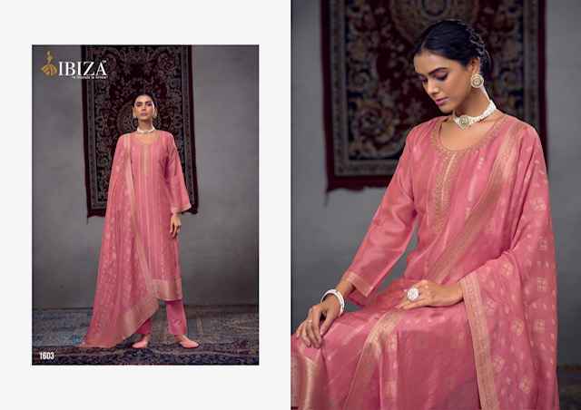 Ibiza Kalika Silk Jacquard Dress Material 4 pcs Catalogue