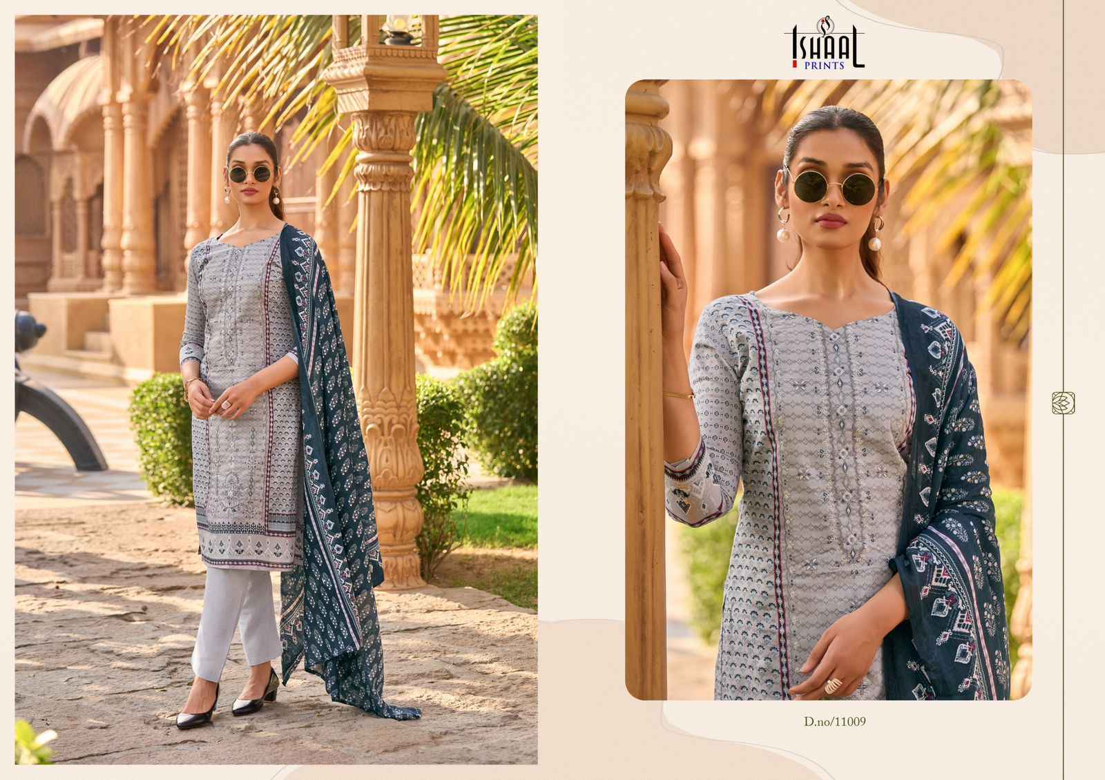 Ishaal Embroidered Vol 11 Lawn Cotton Dress Material 10 pcs Catalogue