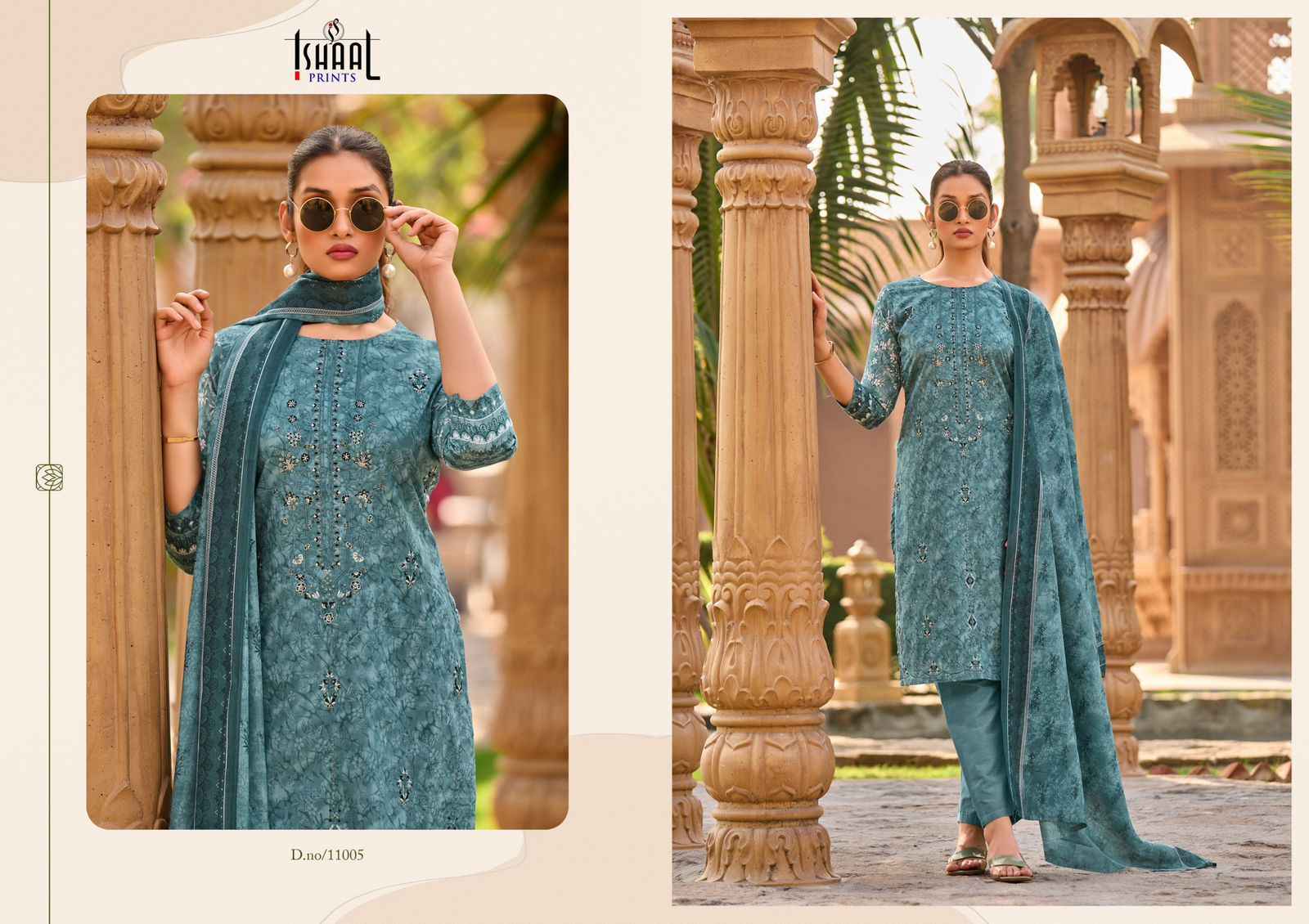 Ishaal Embroidered Vol 11 Lawn Cotton Dress Material 10 pcs Catalogue