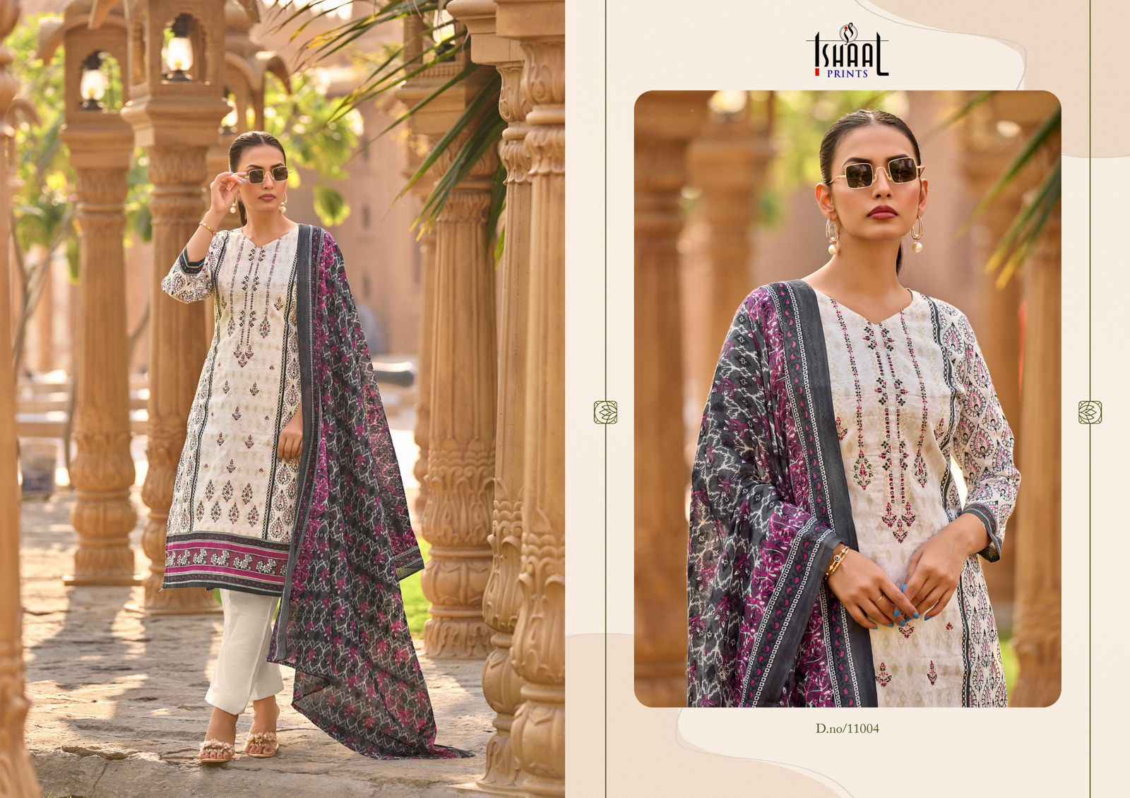 Ishaal Embroidered Vol 11 Lawn Cotton Dress Material 10 pcs Catalogue