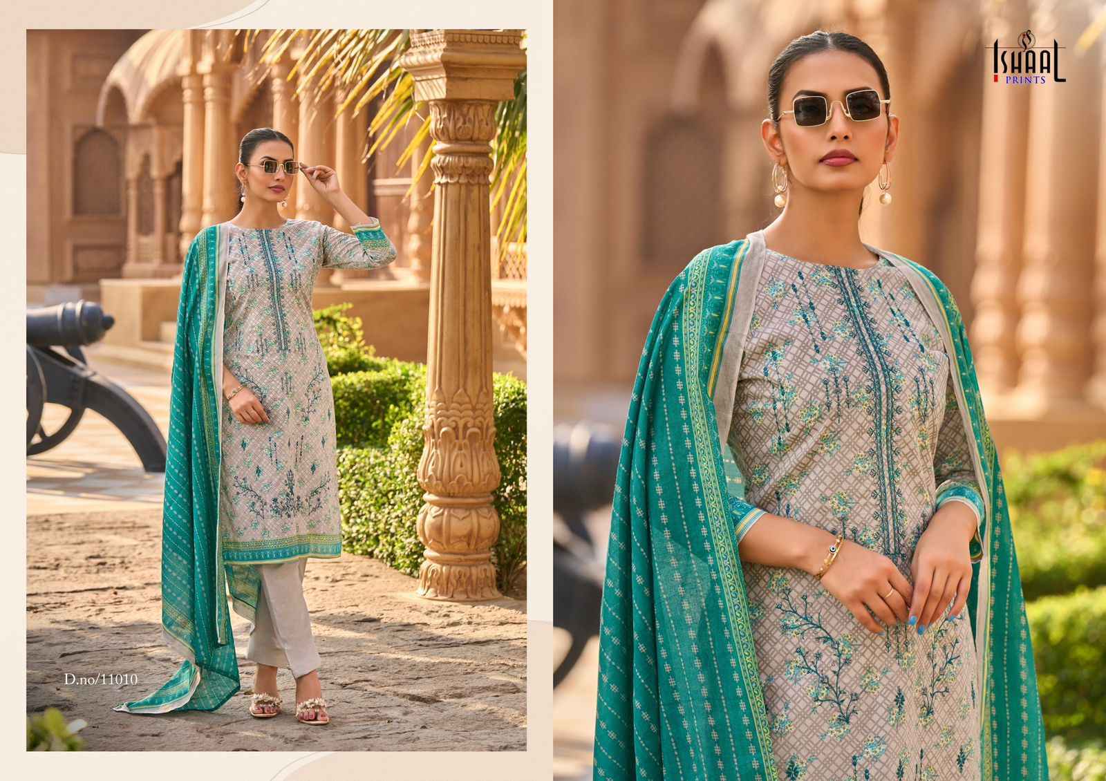 Ishaal Embroidered Vol 11 Lawn Cotton Dress Material 10 pcs Catalogue