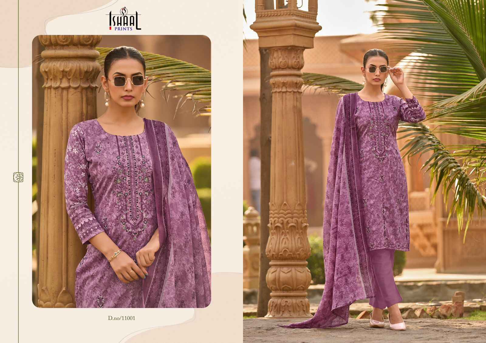 Ishaal Embroidered Vol 11 Lawn Cotton Dress Material 10 pcs Catalogue