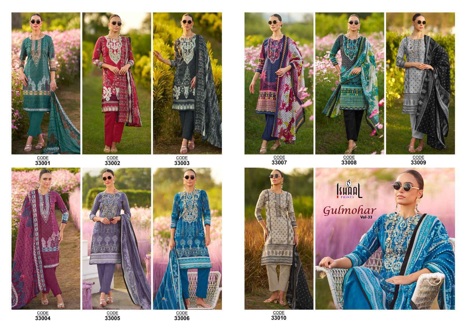 Ishaal Prints Gulmohar Vol 33 Lawn Dress Material 10 Pc Catalouge