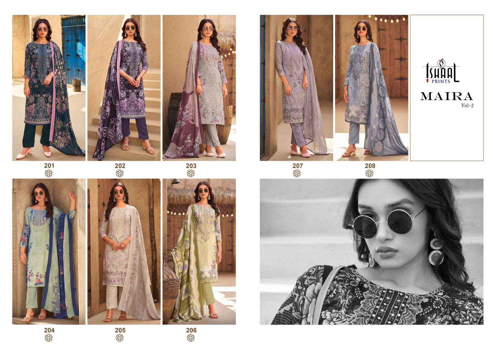 Ishaal Prints Maria Vol 2 Lawn Cotton Dress Material 8 pcs Catalogue
