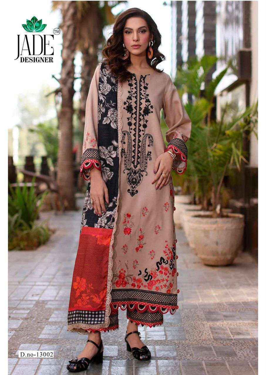 Jade Crimson Exclusive Heavy Lawn Collection Vol 13 Cotton Dress Material 6 pc Cataloge