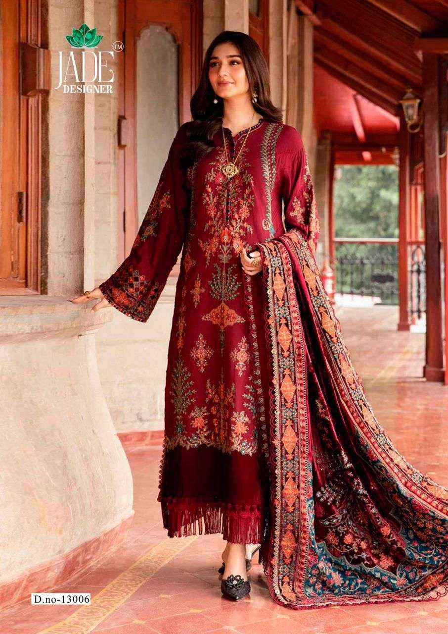 Jade Crimson Exclusive Heavy Lawn Collection Vol 13 Cotton Dress Material 6 pc Cataloge