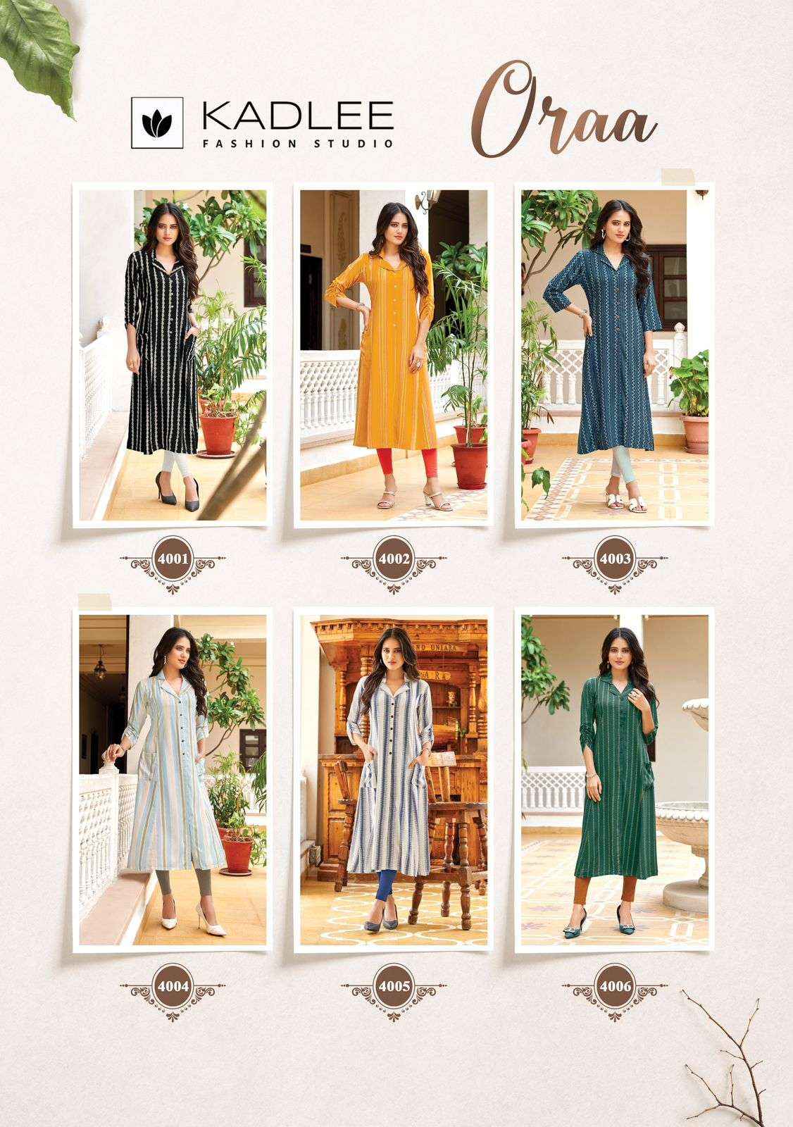 Kadlee Oraa Rayon Kurti 6 pcs Catalogue