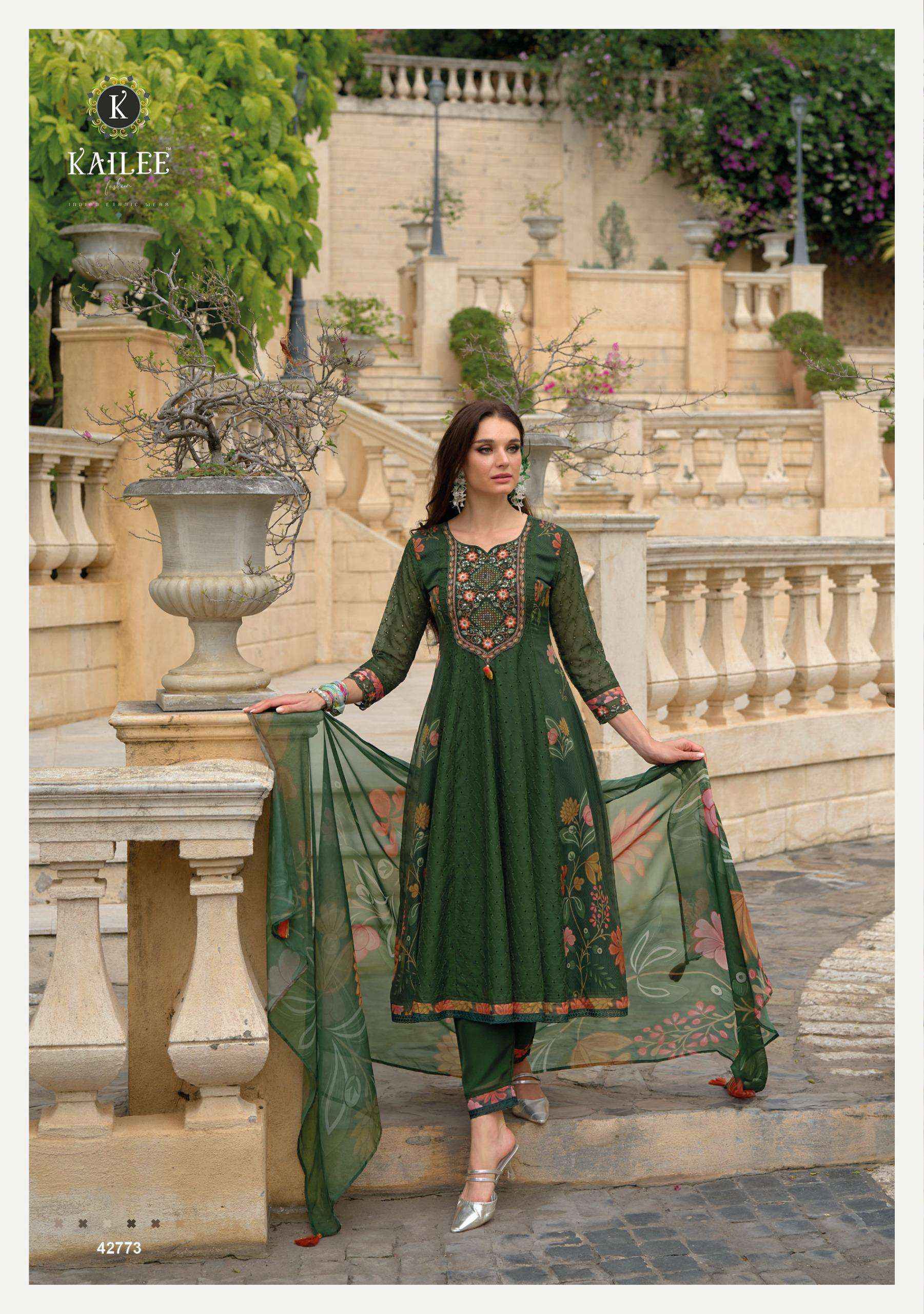 Kailee Fashion Meraki Readymade Organza With Chikankari Work Dress Material 6 pcs Catalogue
