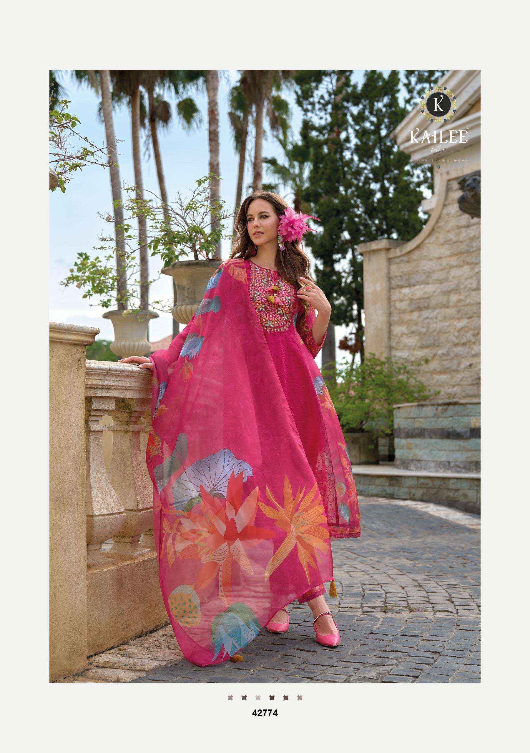 Kailee Fashion Meraki Readymade Organza With Chikankari Work Dress Material 6 pcs Catalogue