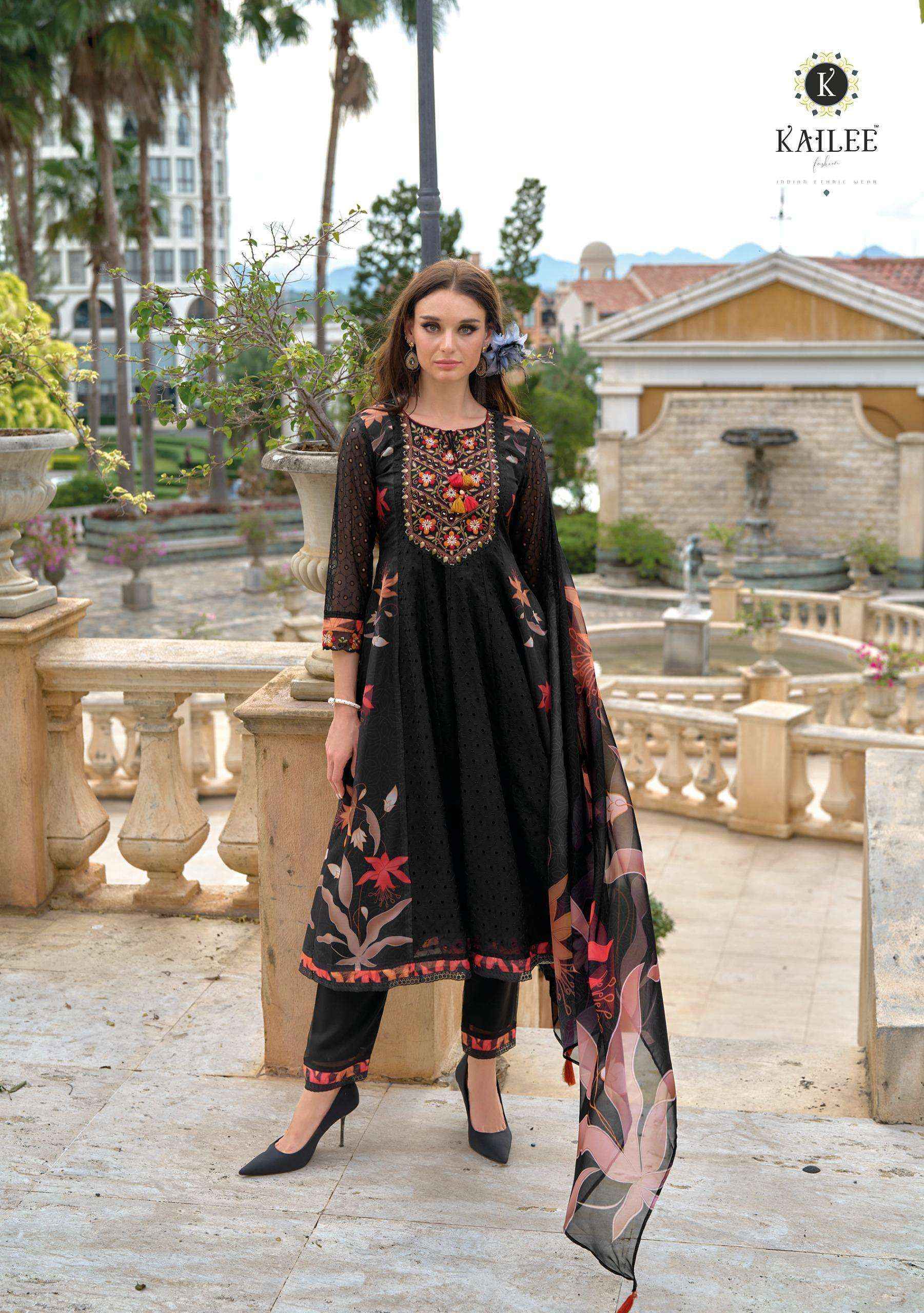 Kailee Fashion Meraki Readymade Organza With Chikankari Work Dress Material 6 pcs Catalogue