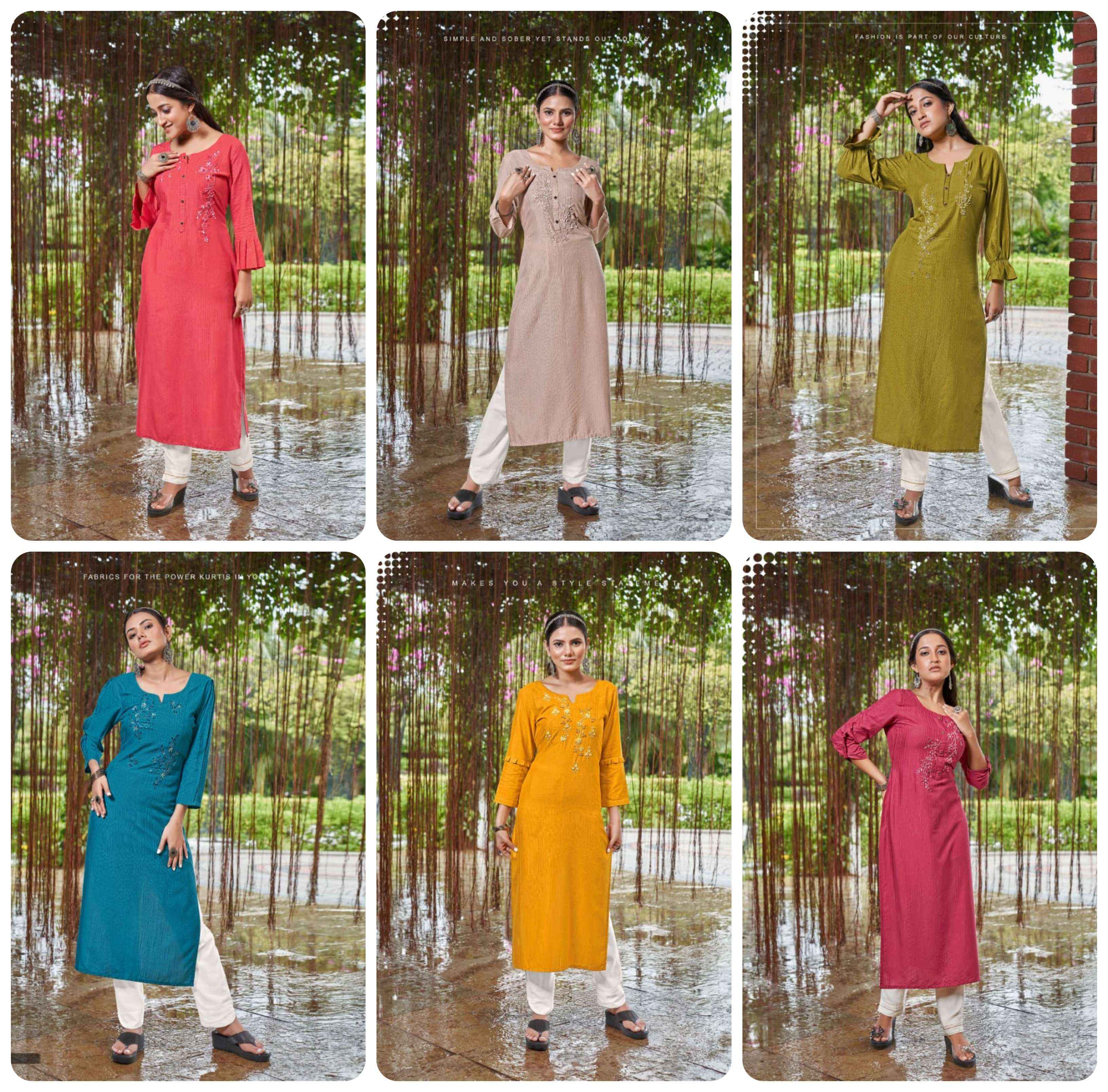 Kalaroop Kajree Fashion Crush Rayon Kurti 6 pcs Catalogue