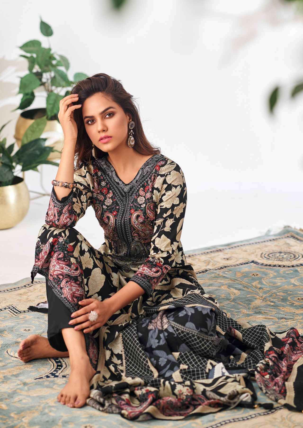 Karachi Prints Samma Jam Satin Dress Material 4 pcs Catalogue