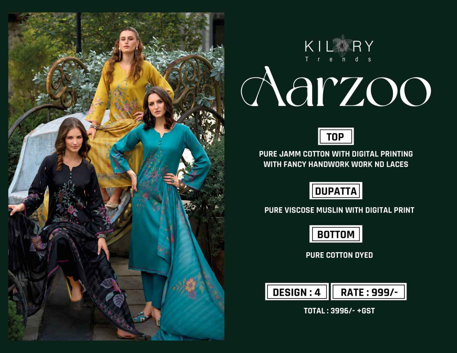 Kilory Trends Aarzoo Jam Cotton Dress Material 4 pcs Catalogue