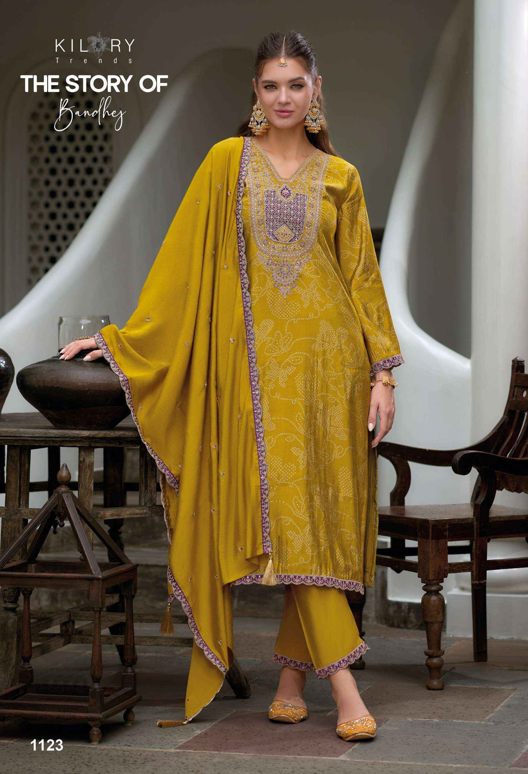 Kilory Trendz The Story Of Bandhej Viscouse Silk Dress Material 8 pcs Catalogue