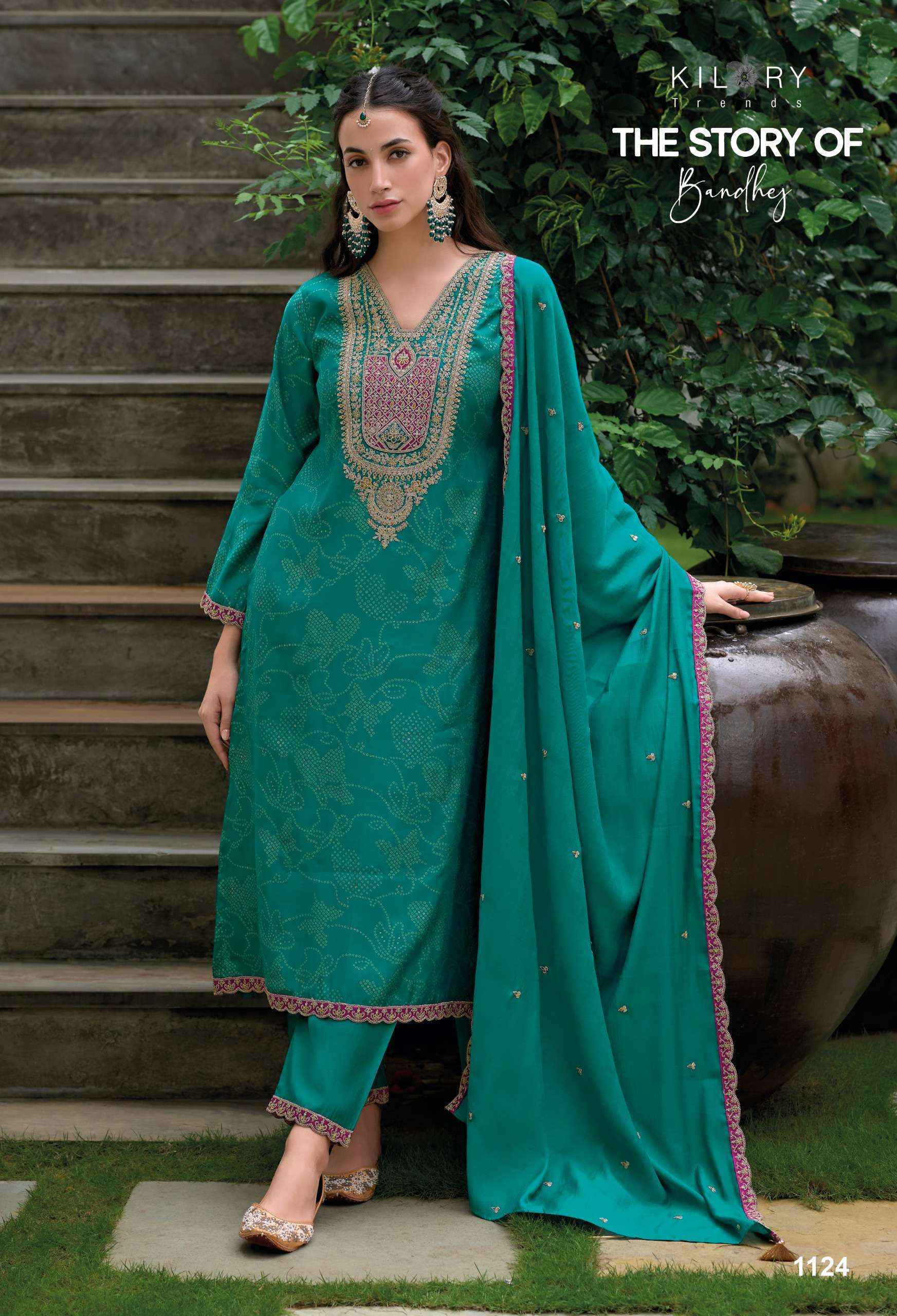 Kilory Trendz The Story Of Bandhej Viscouse Silk Dress Material 8 pcs Catalogue