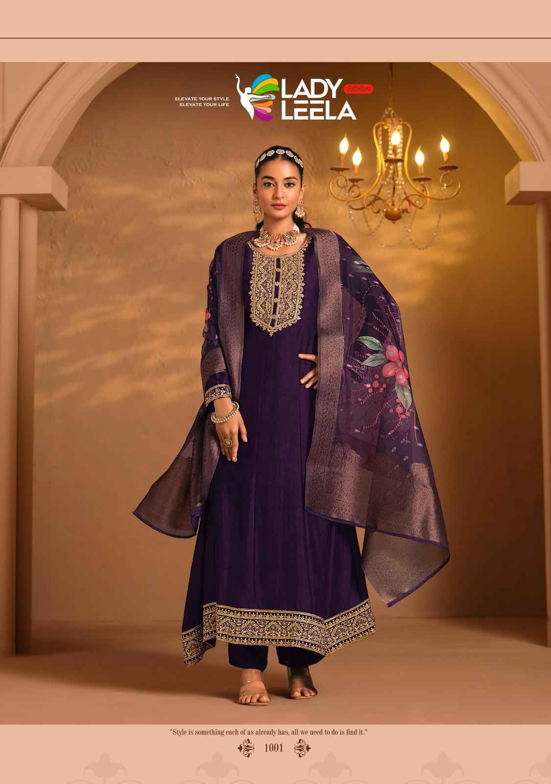Lady Leela Shayari Readymade Vichitra Silk Dress 4 pcs Catalogue
