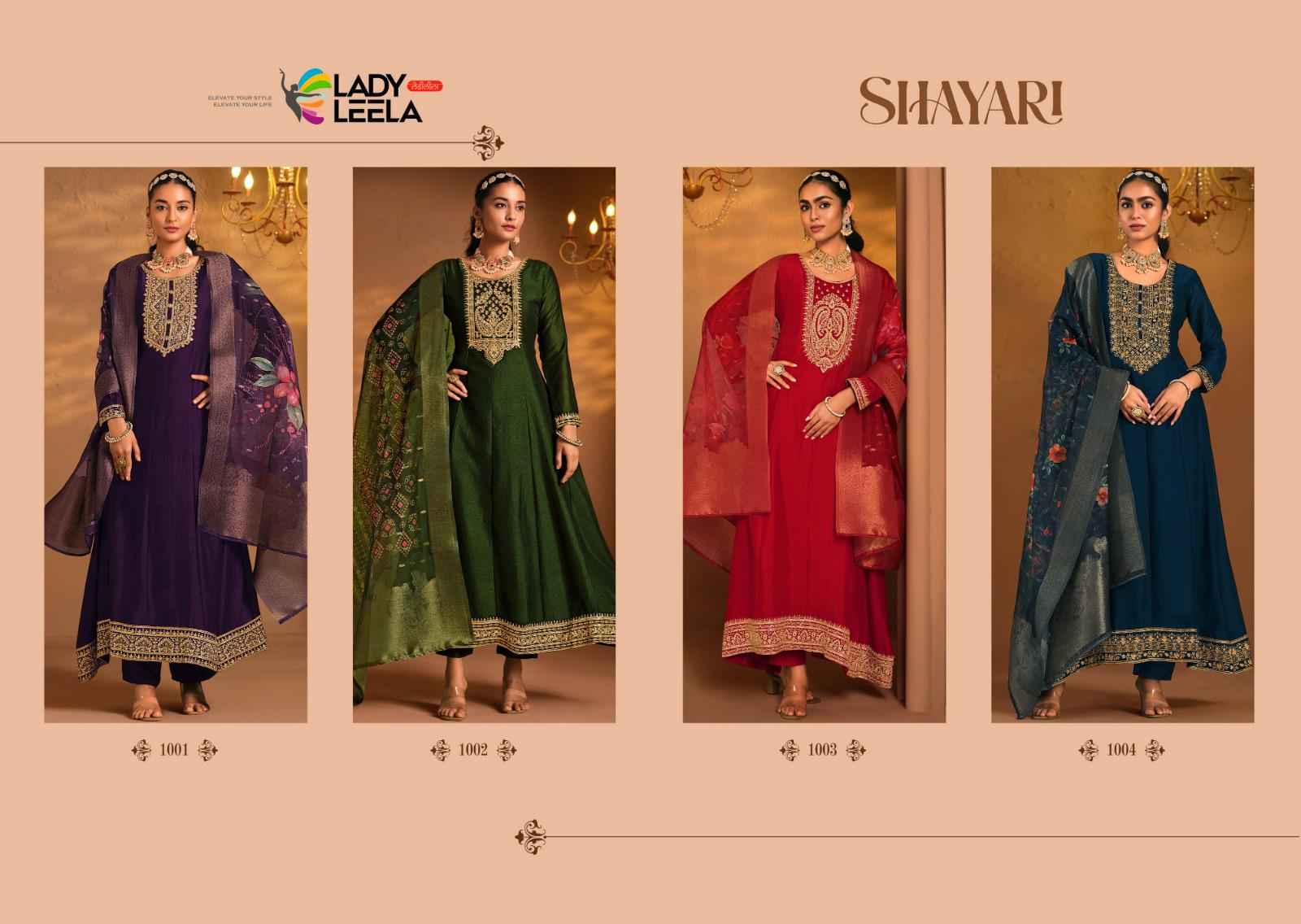 Lady Leela Shayari Readymade Vichitra Silk Dress 4 pcs Catalogue
