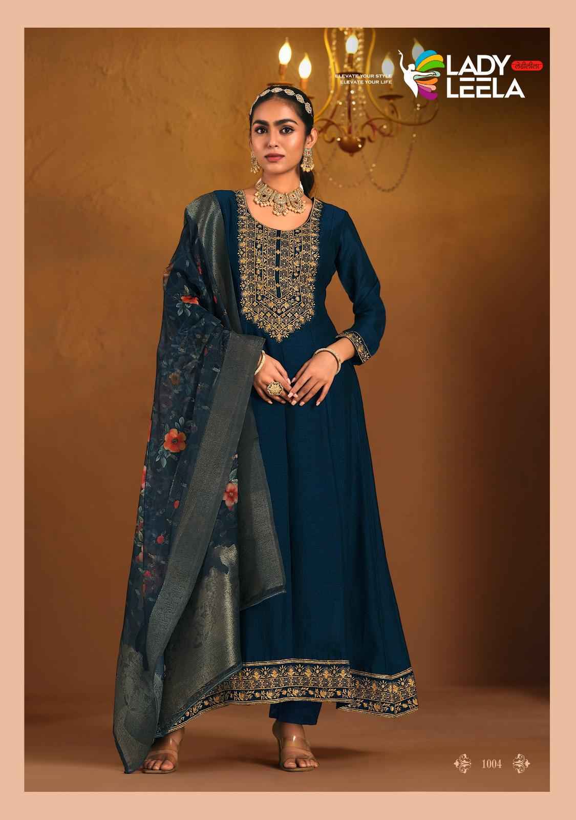 Lady Leela Shayari Readymade Vichitra Silk Dress 4 pcs Catalogue