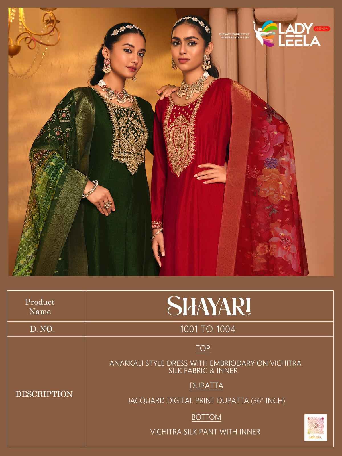 Lady Leela Shayari Readymade Vichitra Silk Dress 4 pcs Catalogue