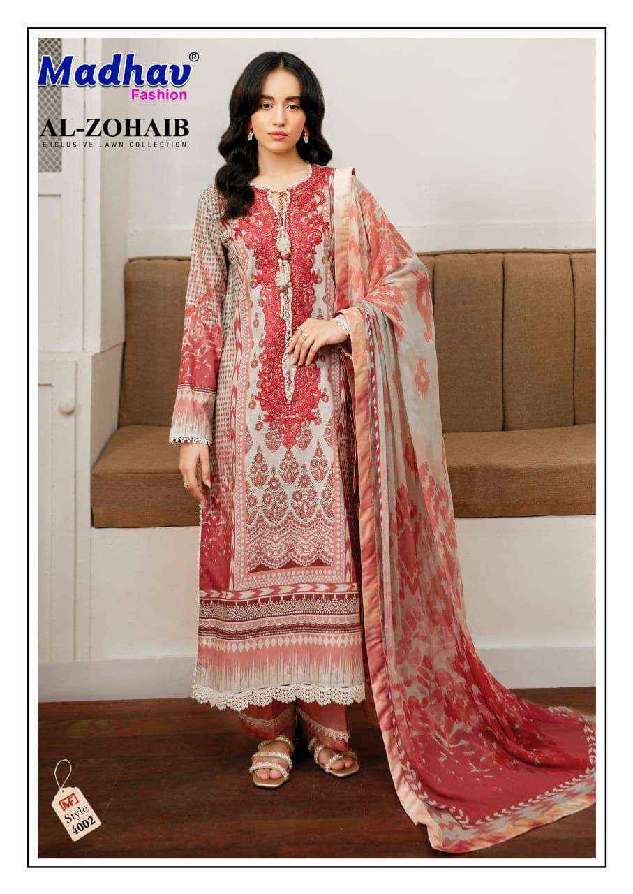 Madhav Fashion Al Zohaib Vol 4 Lawn Cotton Dress Material 6 pcs Catalogue
