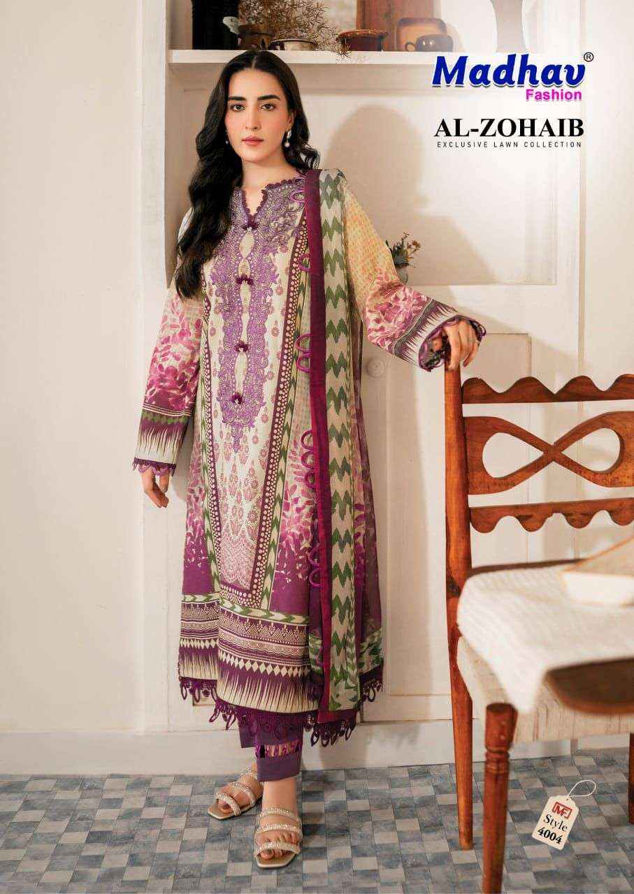 Madhav Fashion Al Zohaib Vol 4 Lawn Cotton Dress Material 6 pcs Catalogue