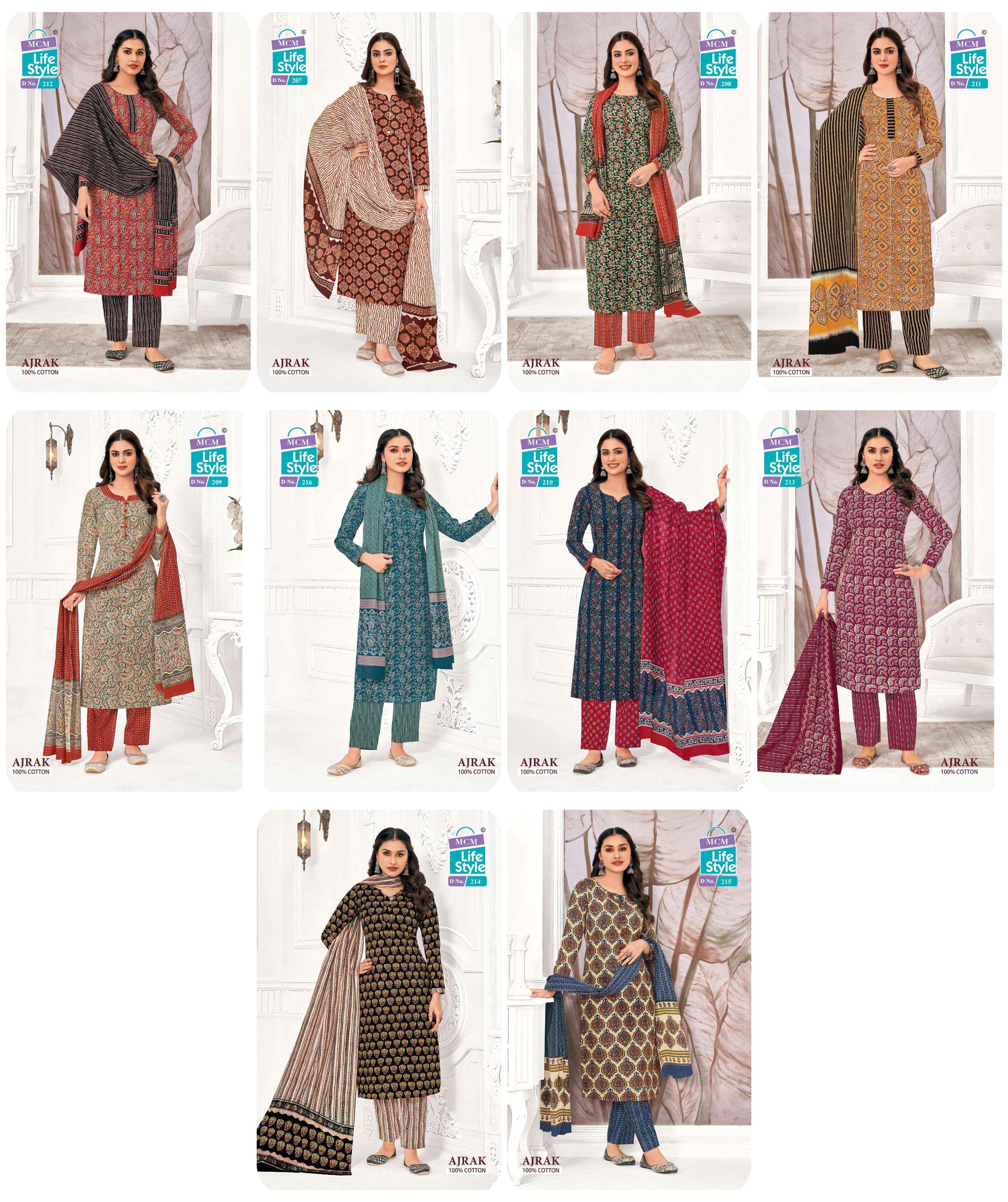 MCM Lifestyle Ajrak Vol 2 Cotton Dress Material 10 pcs Catalogue