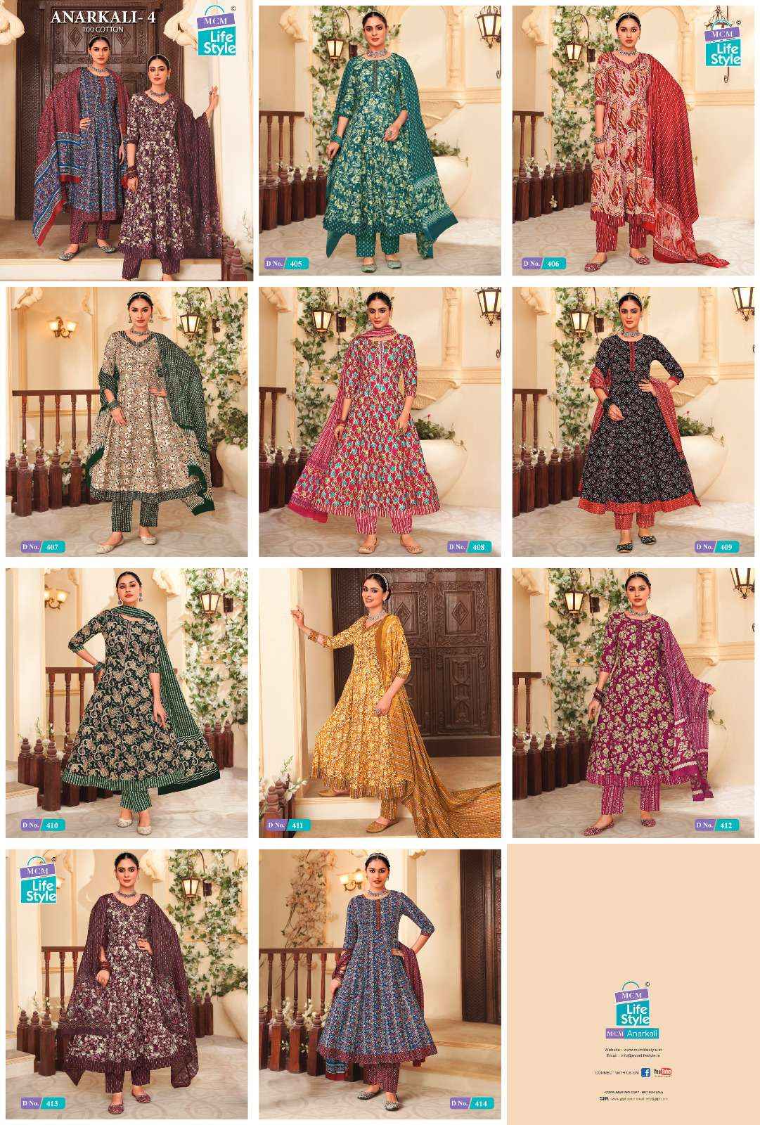 MCM Lifestyle Anarkali Vol 4 Cotton Kurti Combo 10 pcs Catalogue