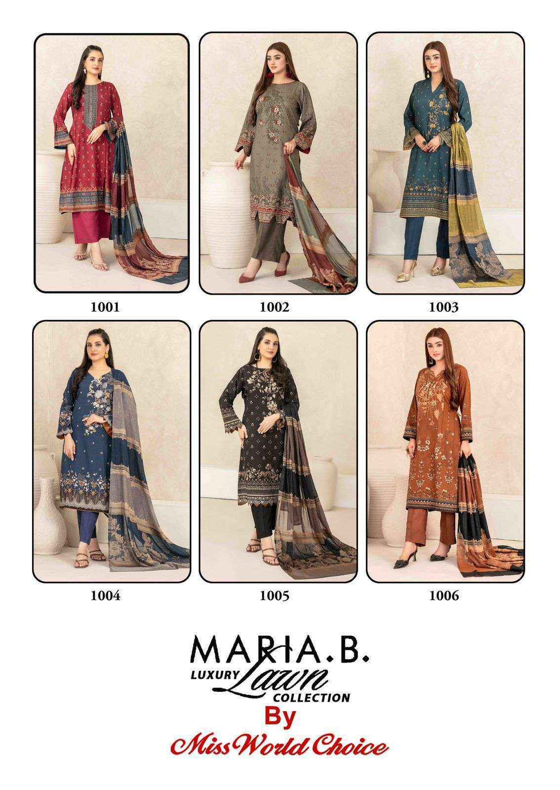 Miss World Choice Maria B Vol 1 Cotton Dress Material 6 pcs Catalogue