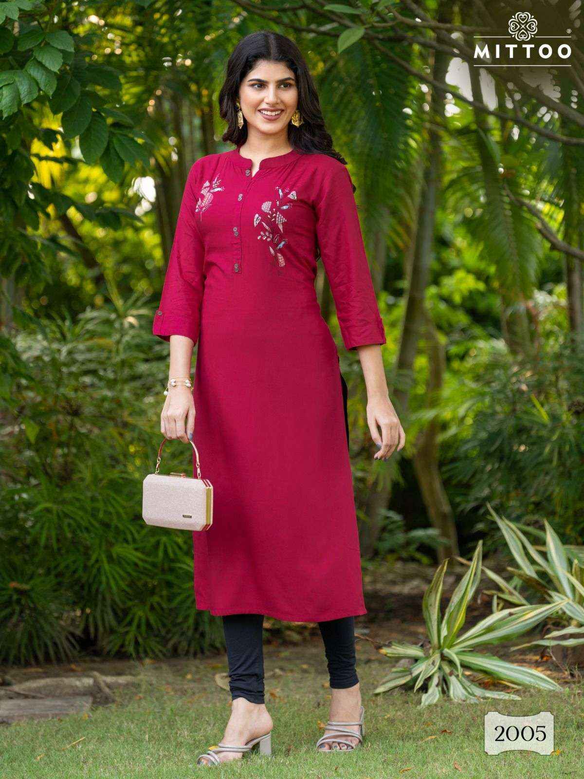 Mittoo Exotica Rayon Kurti 6 pcs Catalogue